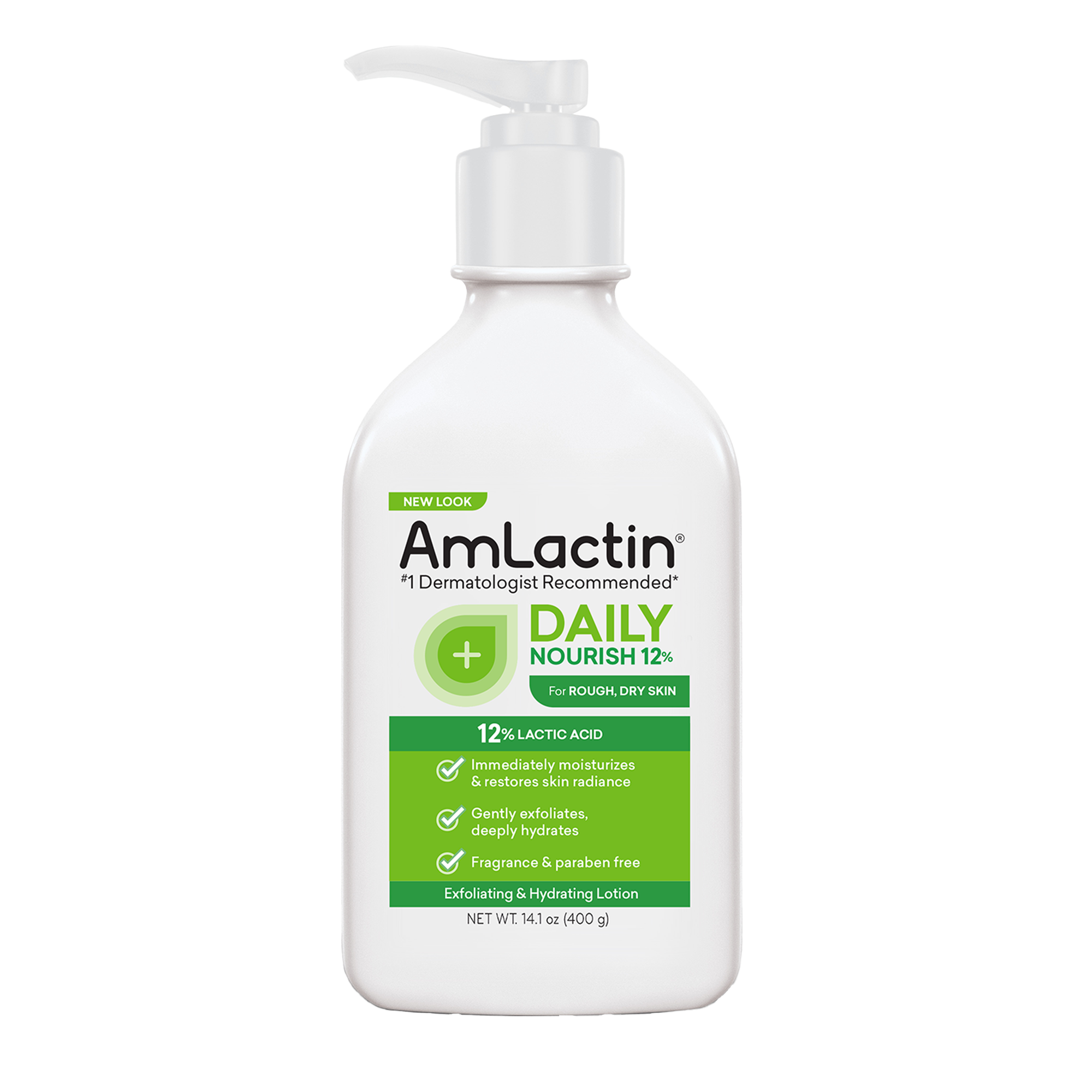 AmLactin Daily Nourish Body Lotion,  12% Lactic Acid for Dry Skin Relief,  Exfoliating, 14.1 oz Amlactin