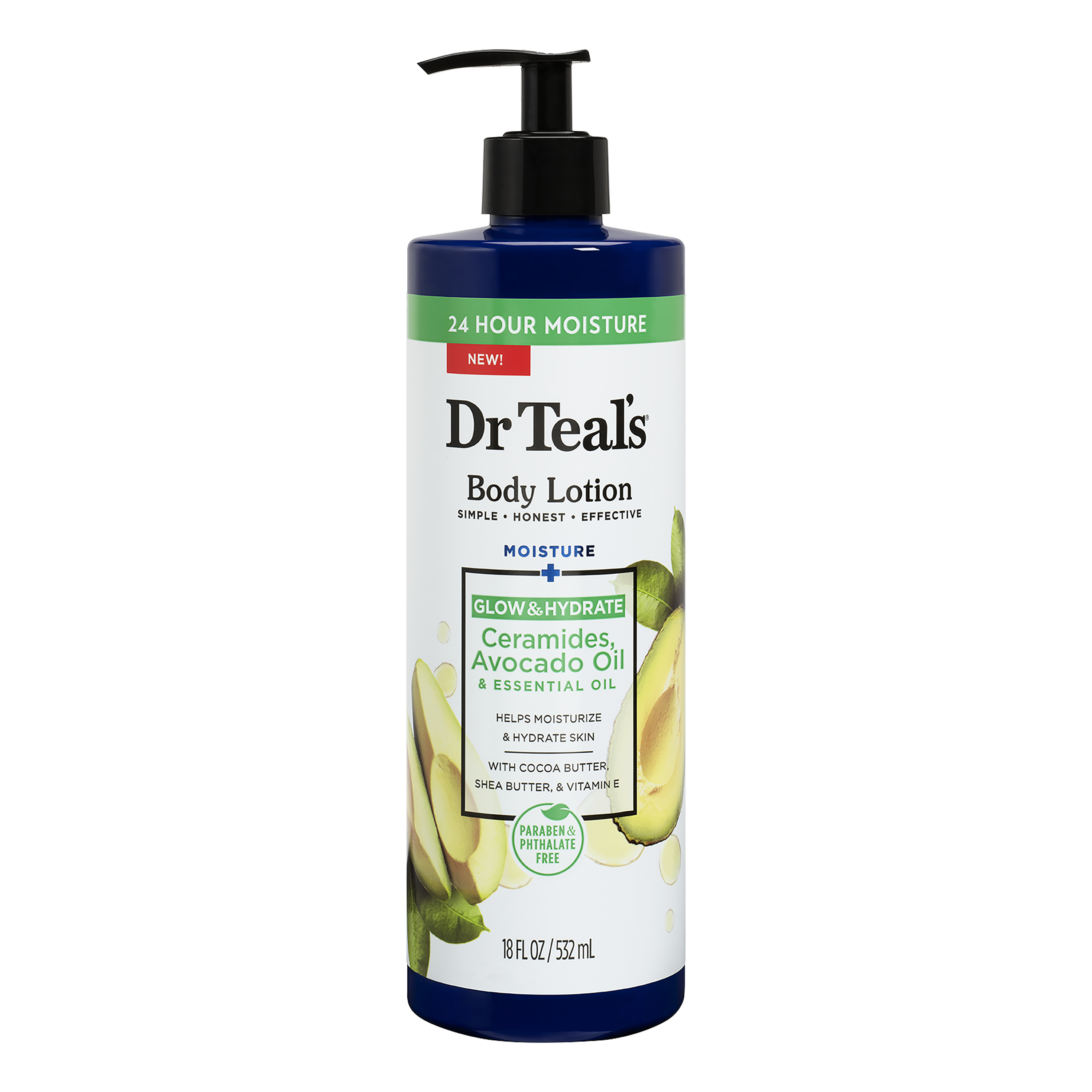 Dr Teal's Glow & Hydrate Body Lotion with Ceramides & Avocado Oil, 18 fl oz Dr Teal's