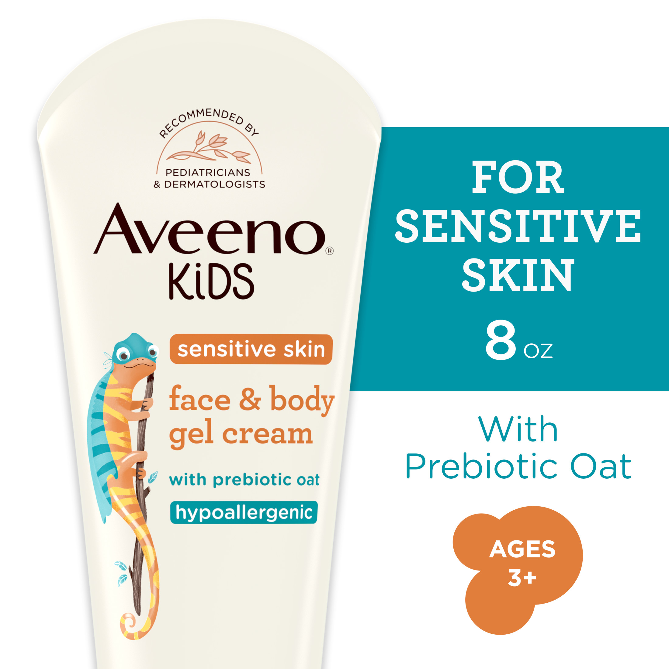 Aveeno Kids Face and Body Gel Cream Lotion for Sensitive Skin, 8 oz Aveeno