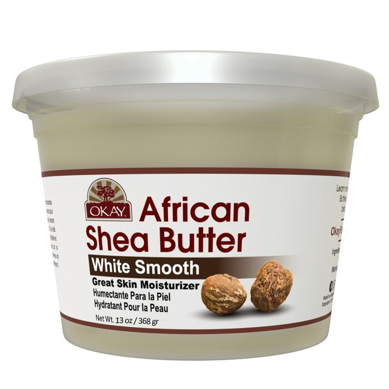 OKAY Pure Naturals Shea Butter Jar White - 13oz for Intense Moisturization and Smooth Skin Okay