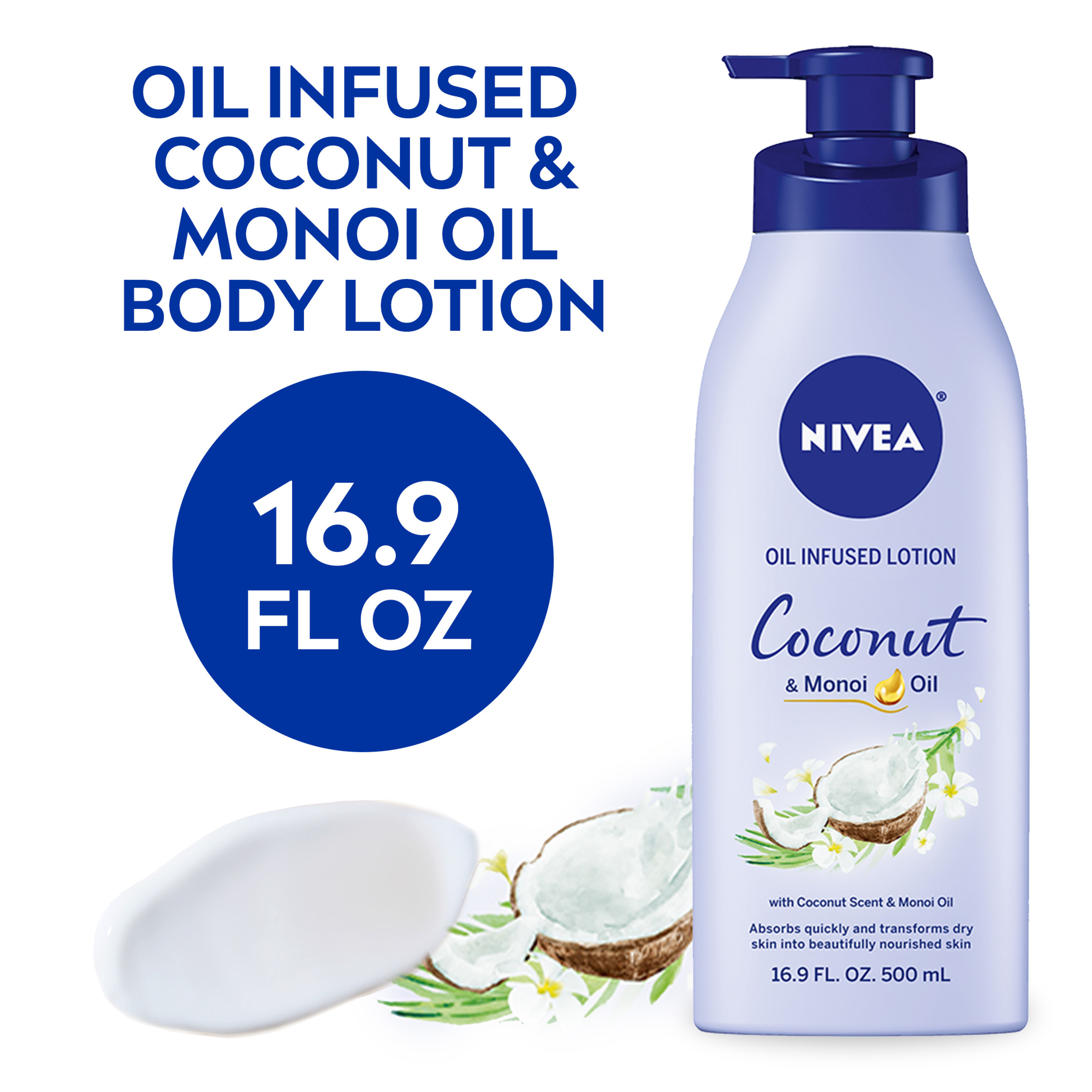 NIVEA Oil Infused Body Lotion, Coconut and Monoi Oil, 16.9 Fl Oz Bottle Nivea