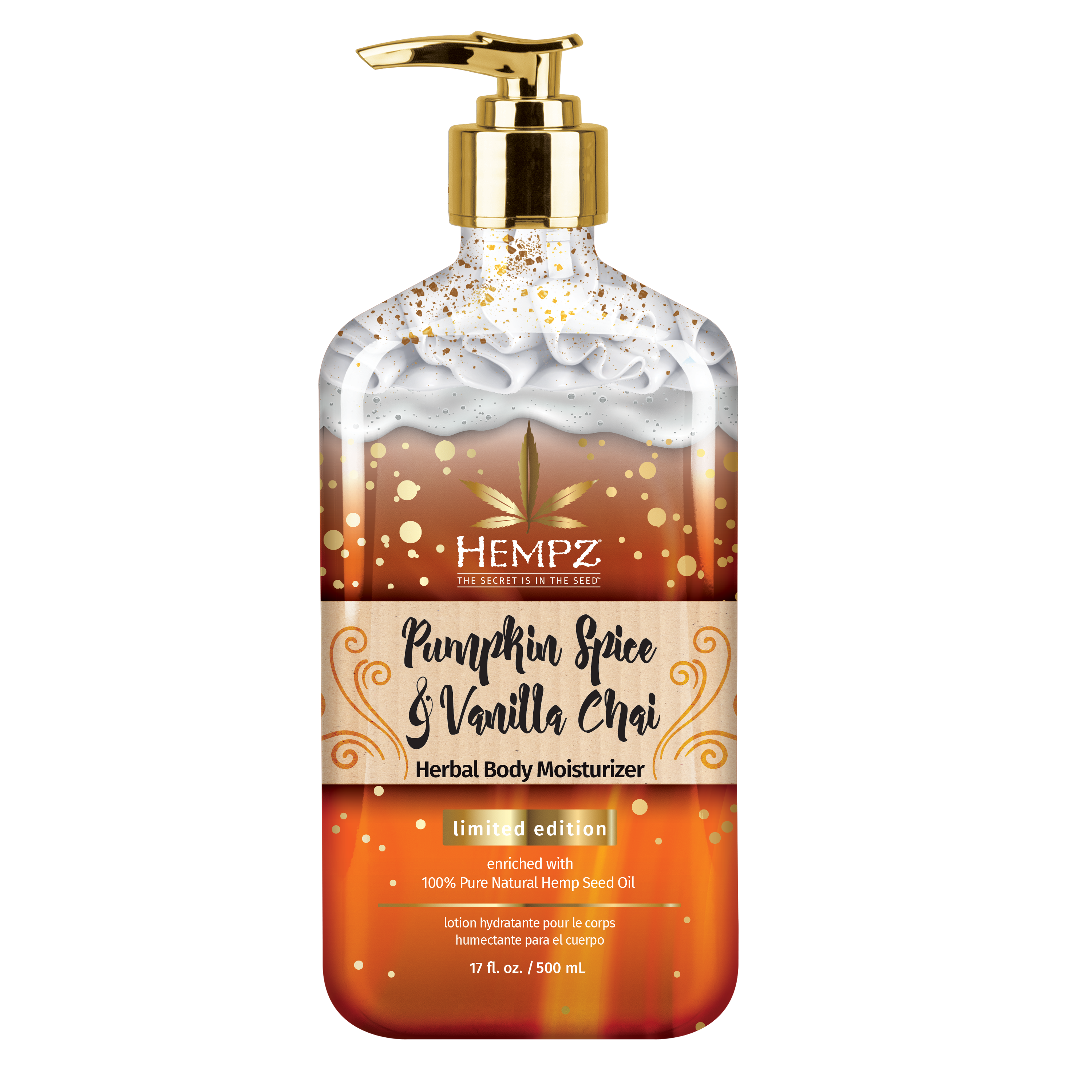 Hempz Limited Edition Pumpkin Spice & Vanilla Chai Body Lotion for Dry Skin, 17 fl oz Hempz