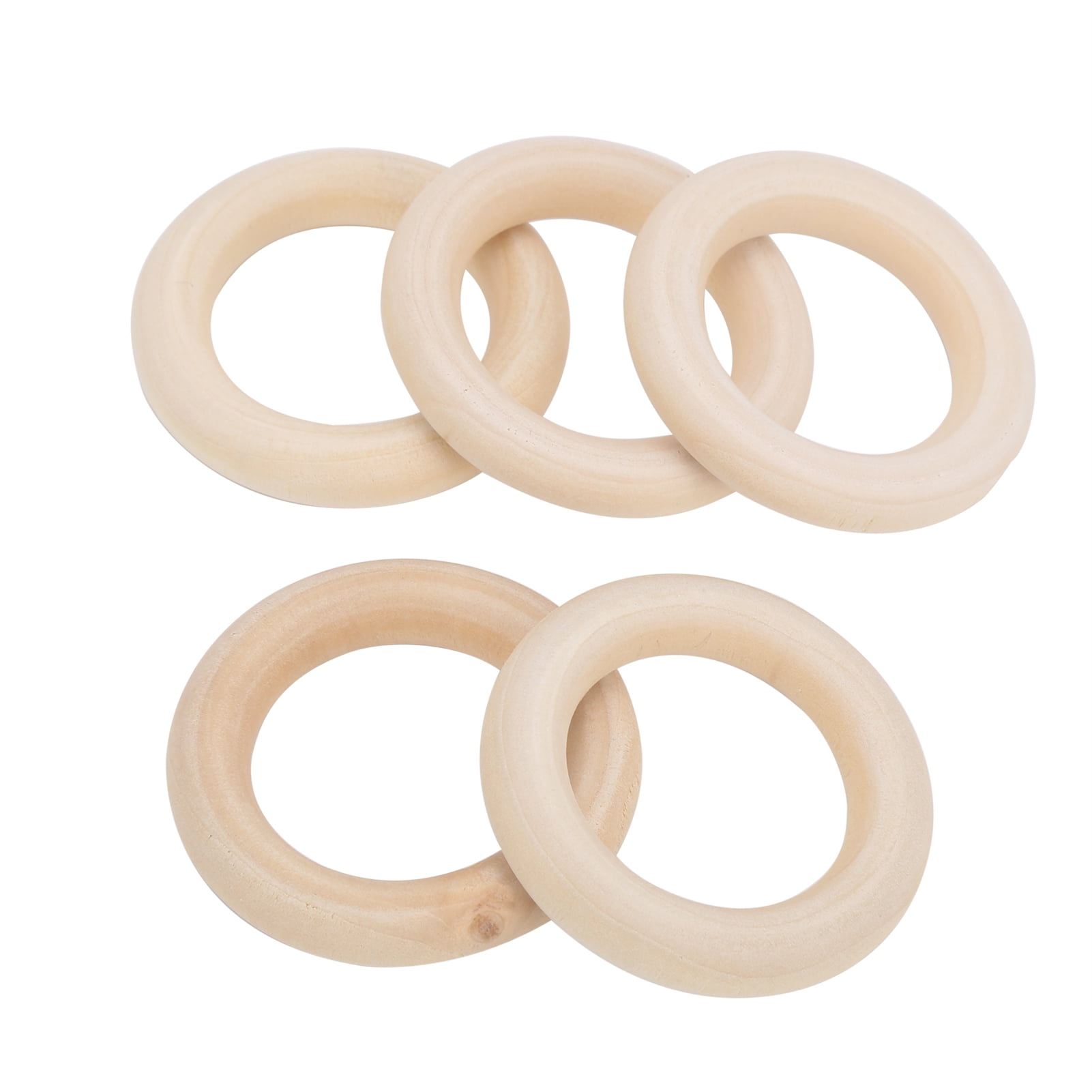 5pcs Wood Color Baby Teething Ring Unfinished Circles DIY Craft Pendant Connectors 50mm / 2in Mgaxyff