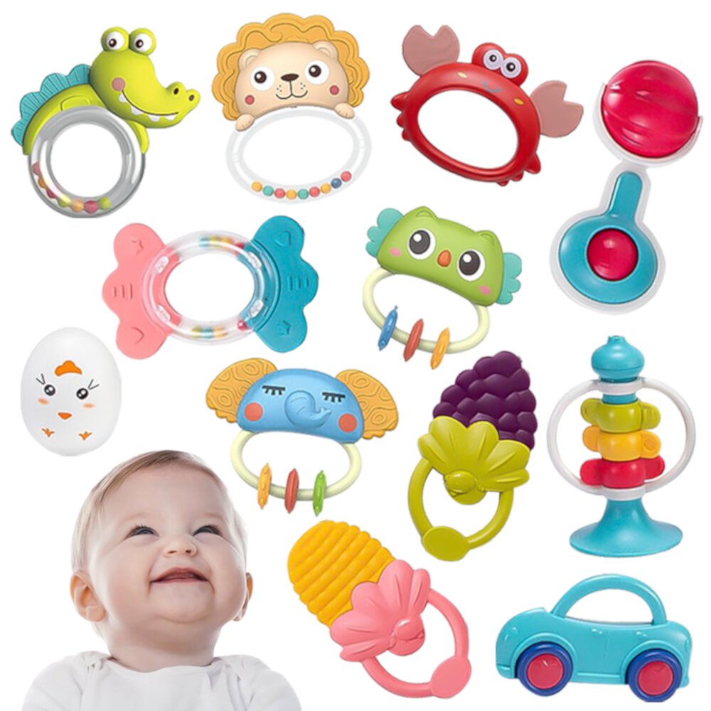 Baby Rattle Toys for 0-6 Months, Infant Newborn Teethers Toys for Baby 0 3 6 9 Months Boys Girls Suorfoxs