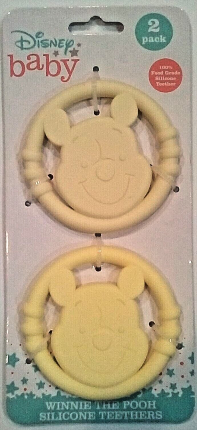 Disney Baby Winnie The Pooh 2-Pack Silicone Teether Toy Set, BPA Free, TY60137 Disney