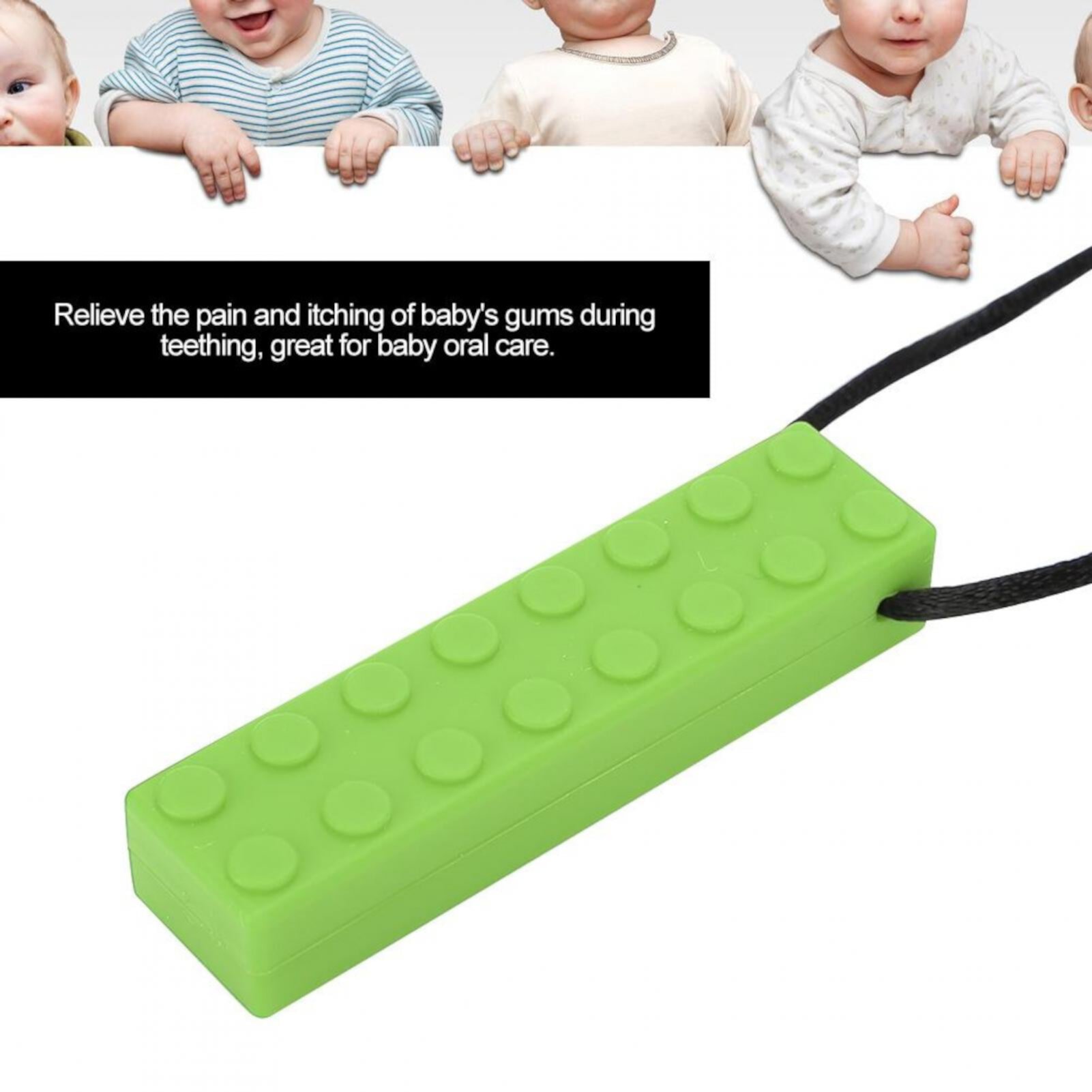 Amonsee Baby Chewing Pendant, Silicone Building Blocks Baby Chewing Pendant Necklace Teething Stick Tebru