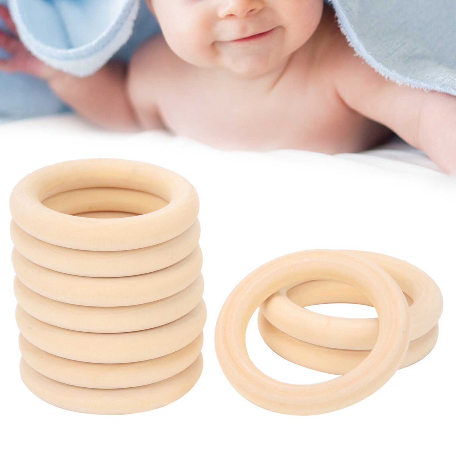 LAFGUR Wood Teething Ring, Smoothly Wooden Rings, For Home Ccdes