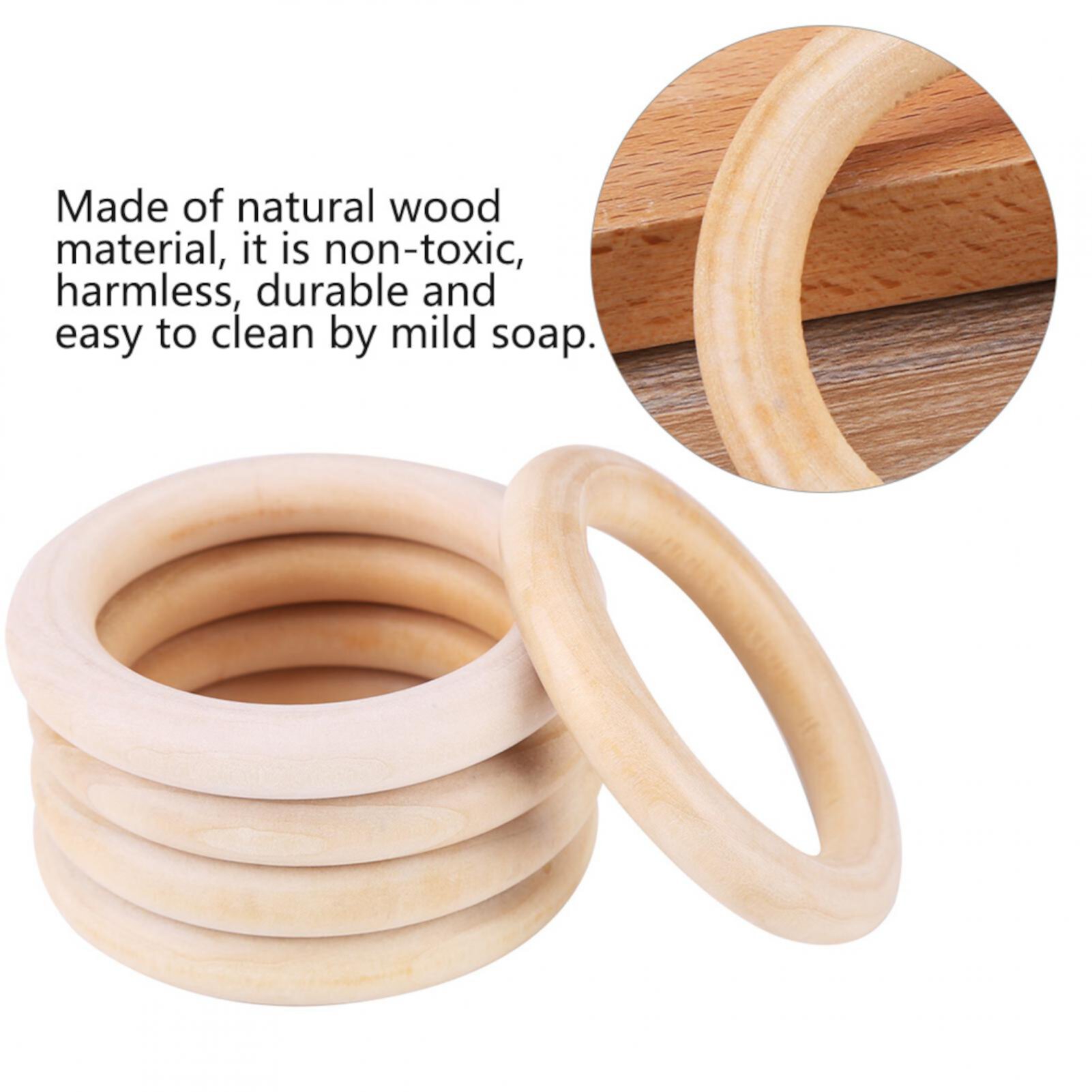 Yosoo 10pcs Baby Infant Natural Wood Teething Ring Teether Toy Wooden Bracelet DIY Craft, Natural Wood Teething Ring, Baby Teething Ring OTVIAP