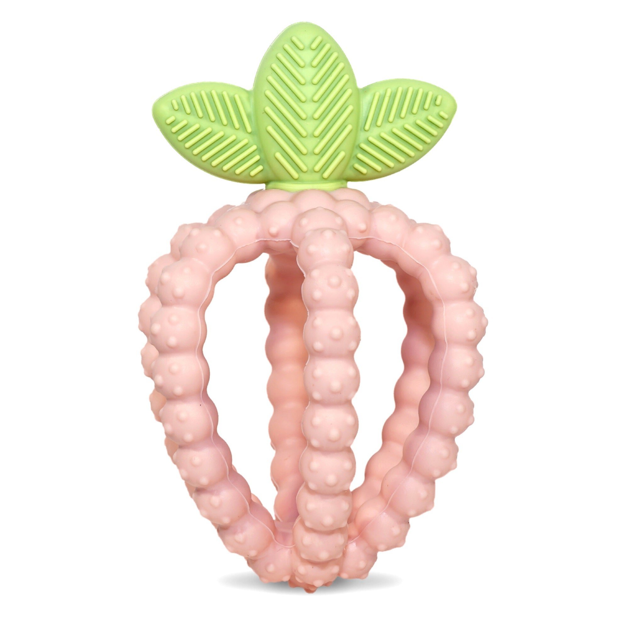 RaZbaby RaZberry Bites Silicone Teething Toy 6m+ | Textured for Gum Relief | BPA-Free | Easy to Hold | Pink RAZBaby