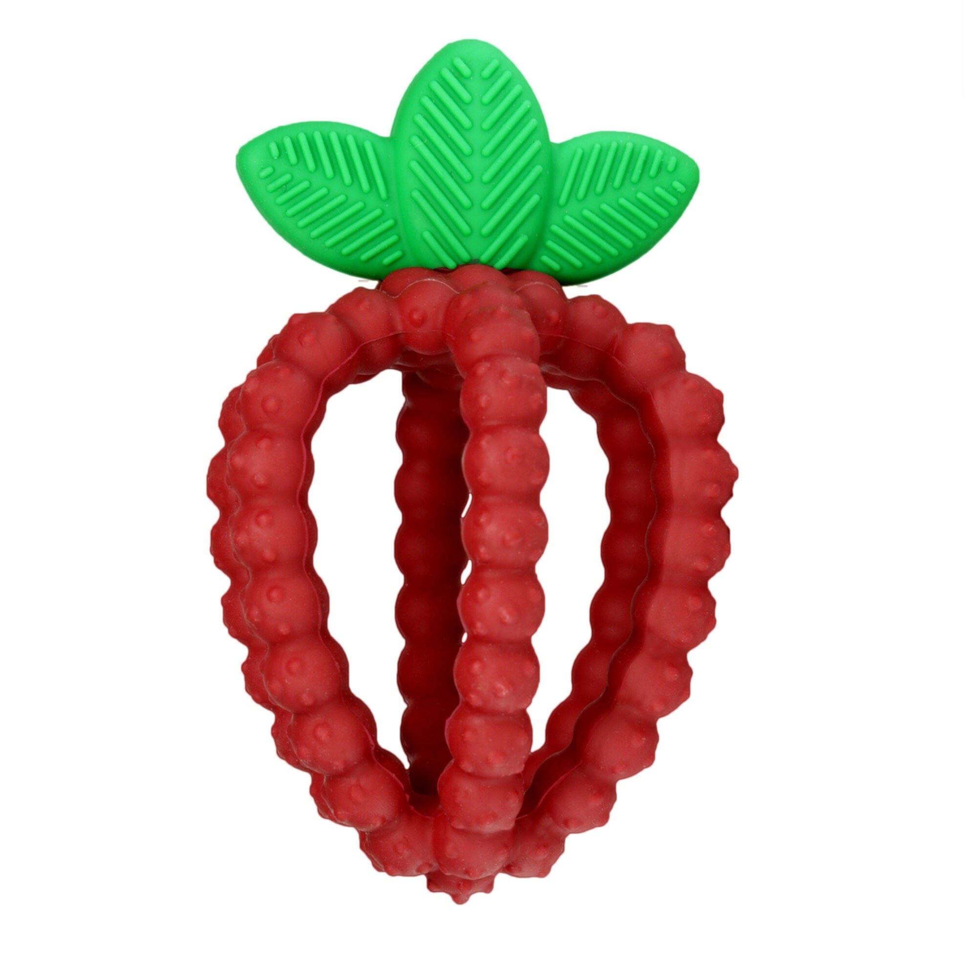 RaZbaby RaZberry Bites Silicone Teething Toy 6m+ | Textured for Gum Relief | BPA-Free | Easy to Hold | Red RAZBaby