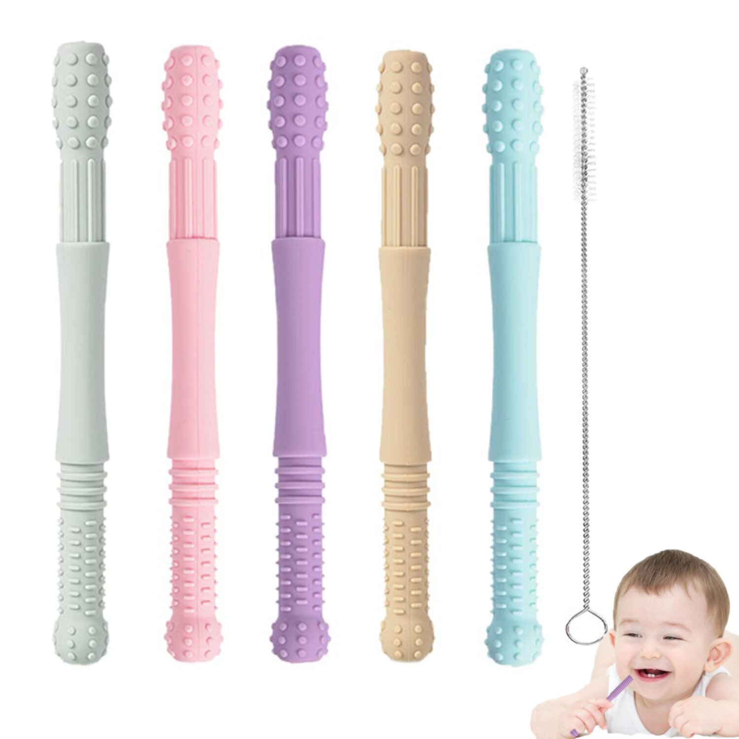 Sytle-Carry Baby Teething Toys Teething Tubes Teether Tubes Teething Toys for Babies 3-12 Months Sytle-Carry