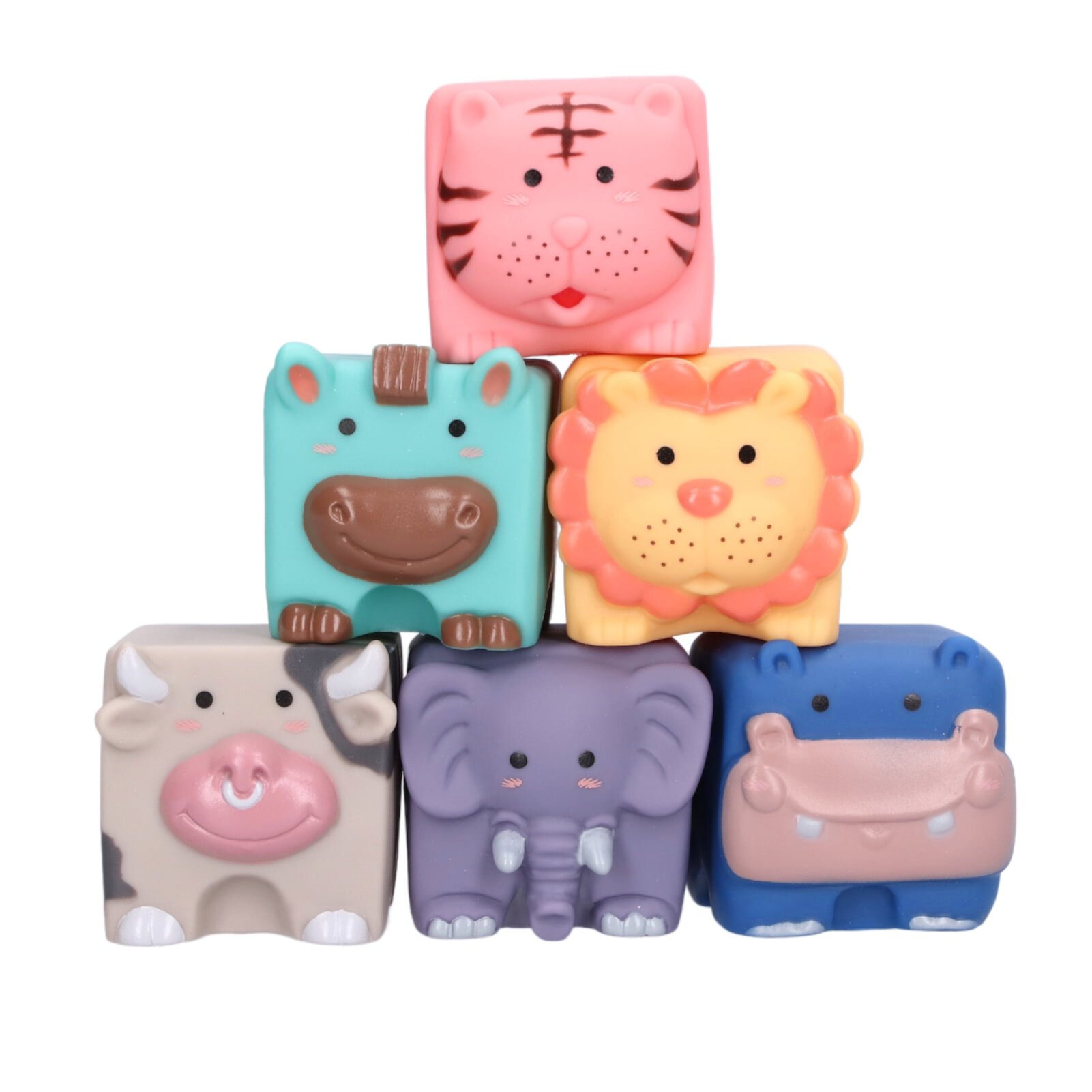 FAGINEY 6PCS Baby Blocks Soft Building Blocks Cute Animal Baby Toys Teethers Squeeze Play with Animals Shapes for 6 Months+ Baby FAGINEY