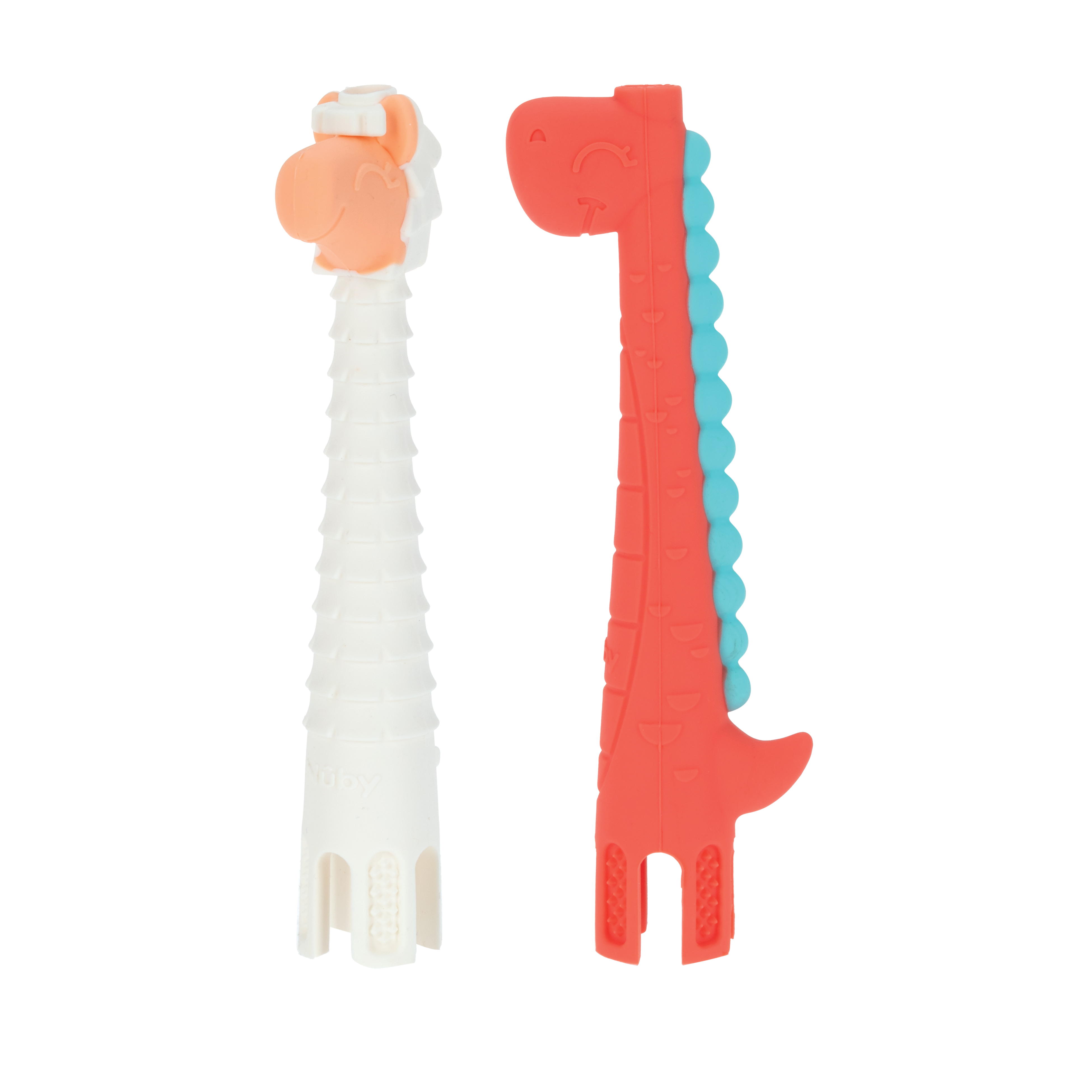 Nuby 2pk Silicone Sensory Tube Teethers, Llama & Dinosaur NUBY