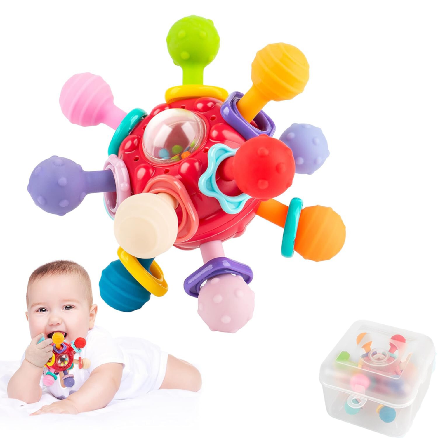 INvench Baby Teething Toys for 0-6 Months, Sensory Rattle Toys for 3-6-12 Months Infants Christmas Gifts INvench