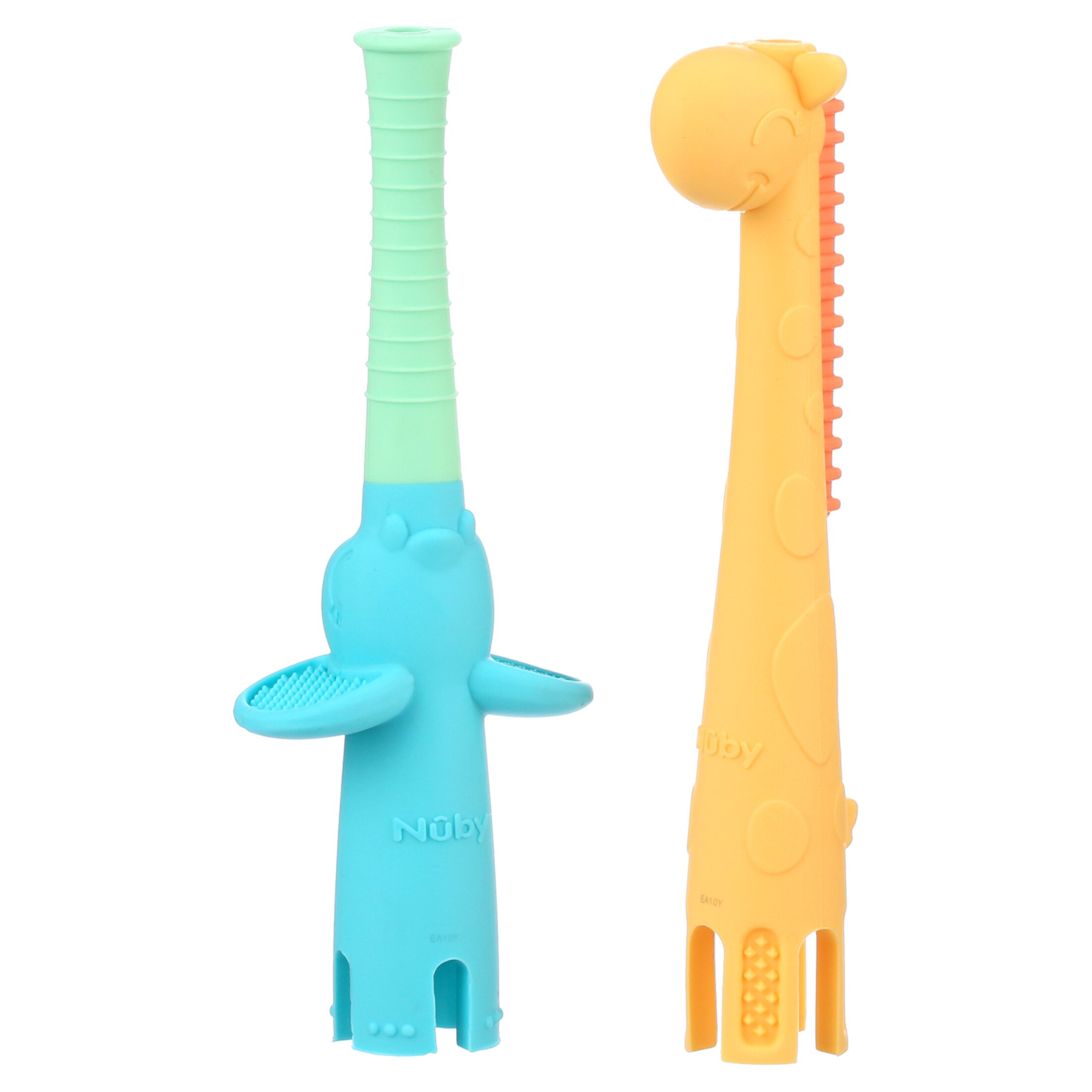 Nuby Sensory Silicone Tube Teethers for Babies, Elephant and Giraffe, 2 Pack NUBY