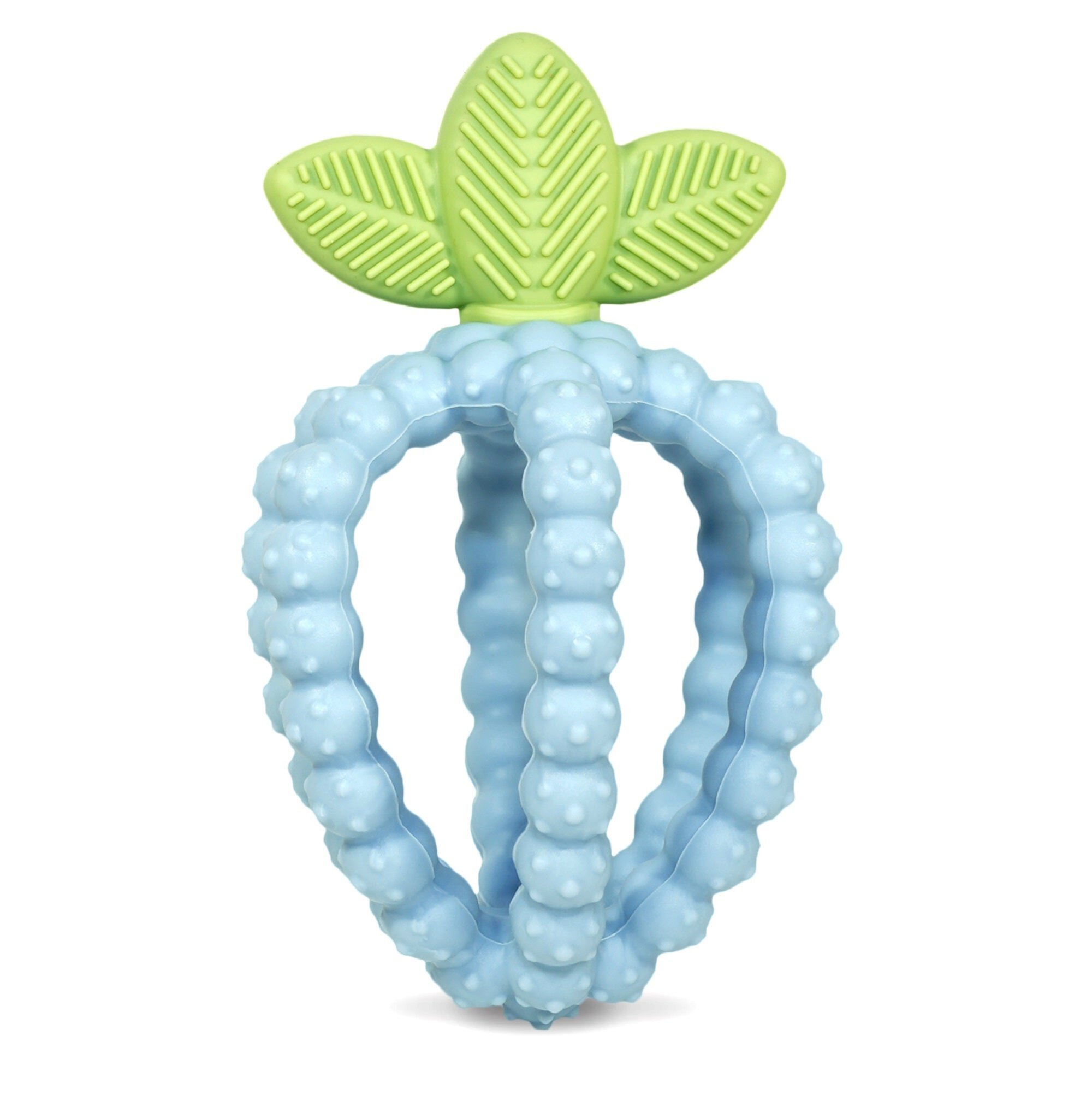 RaZbaby RaZberry Bites Silicone Teething Toy 6m+ | Textured for Gum Relief | BPA-Free | Easy to Hold | Blue RAZBaby