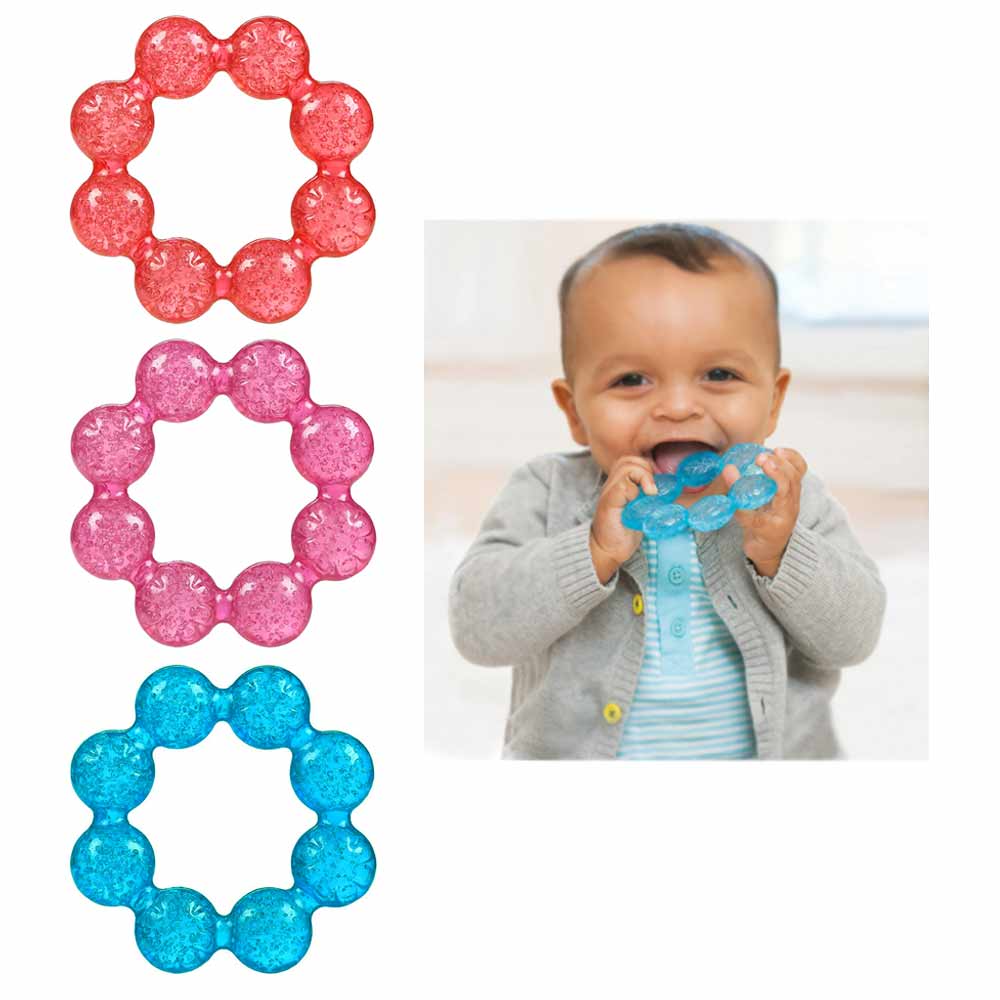 2 Pc Baby Teething Ring Water Filled Teether Chewing Toy BPA Free Soothing Gums AllTopBargains