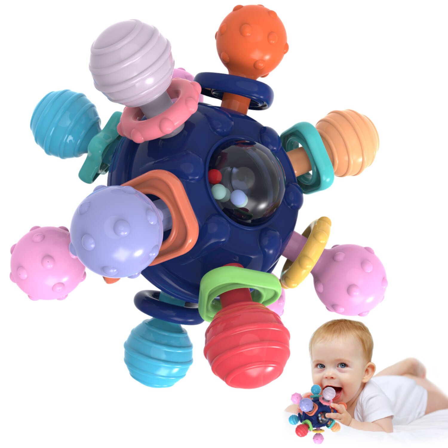 Kid Odyssey Baby Sensory Teething Teether Toys, Teething Toys for Babies 0-6 Months, Baby Toys 6 to 12 Months, Baby Teething Ball, Infant Toys for 0-3 Month, Baby Girls Boys Gift Kid Odyssey