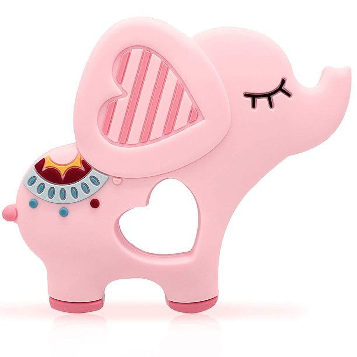 Zendure soft pink elephant teether is suitable for babies aged 0-6/6-12 months. Silicone teething toys are given to girls with a gum massager to relieve anxiety. Zendure