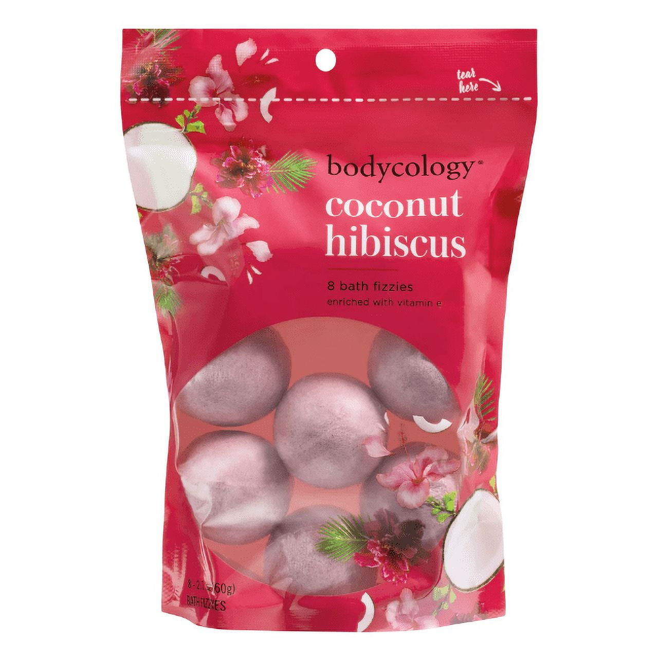 Bodycology Coconut Hibiscus, 8 x 2.1 oz Bath Bomb Bodycology