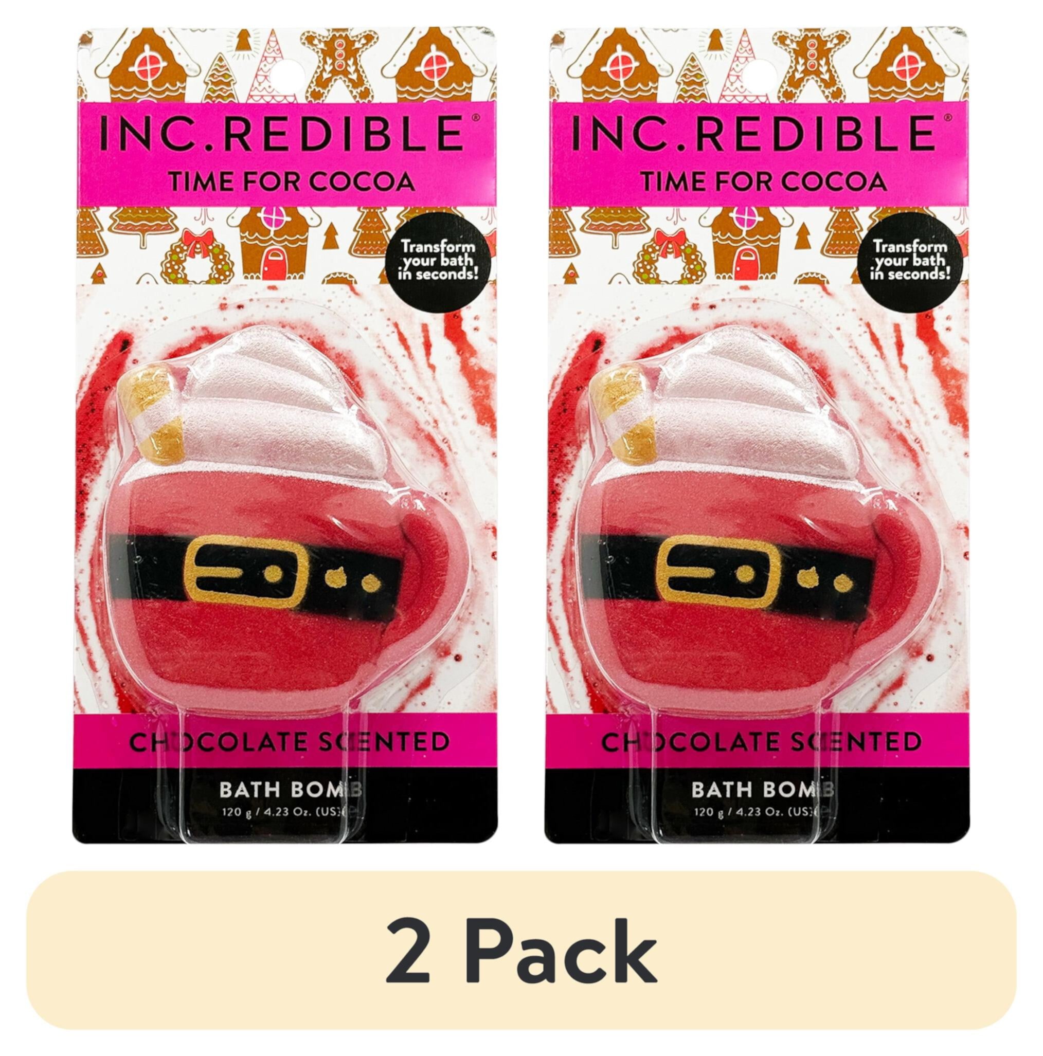 (2 pack) INC.redible Time For Cocoa Cocoa-Shaped Bath Bomb, Chocolate Scented, 120 g INC.redible