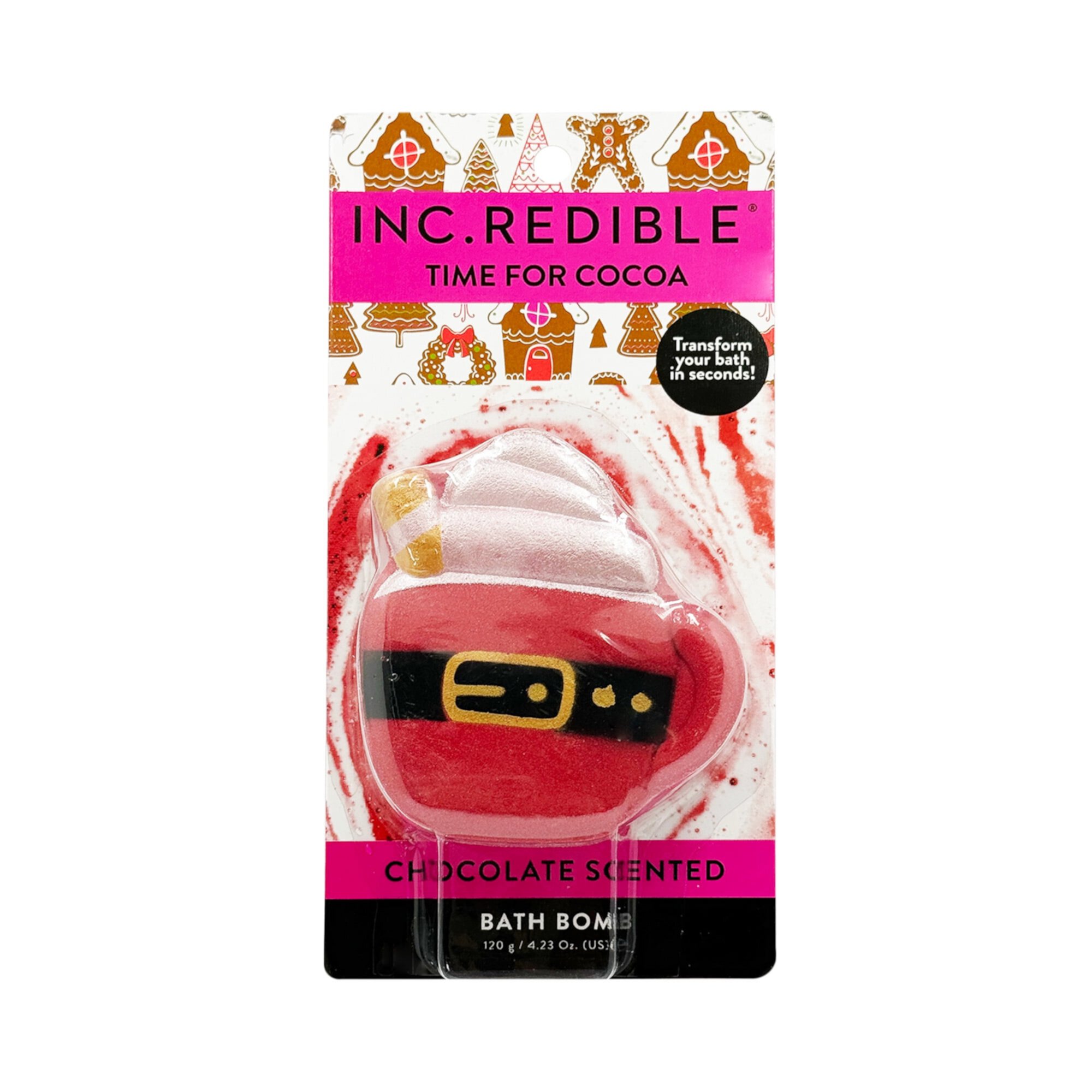 (2 pack) INC.redible Time For Cocoa Cocoa-Shaped Bath Bomb, Chocolate Scented, 120 g INC.redible