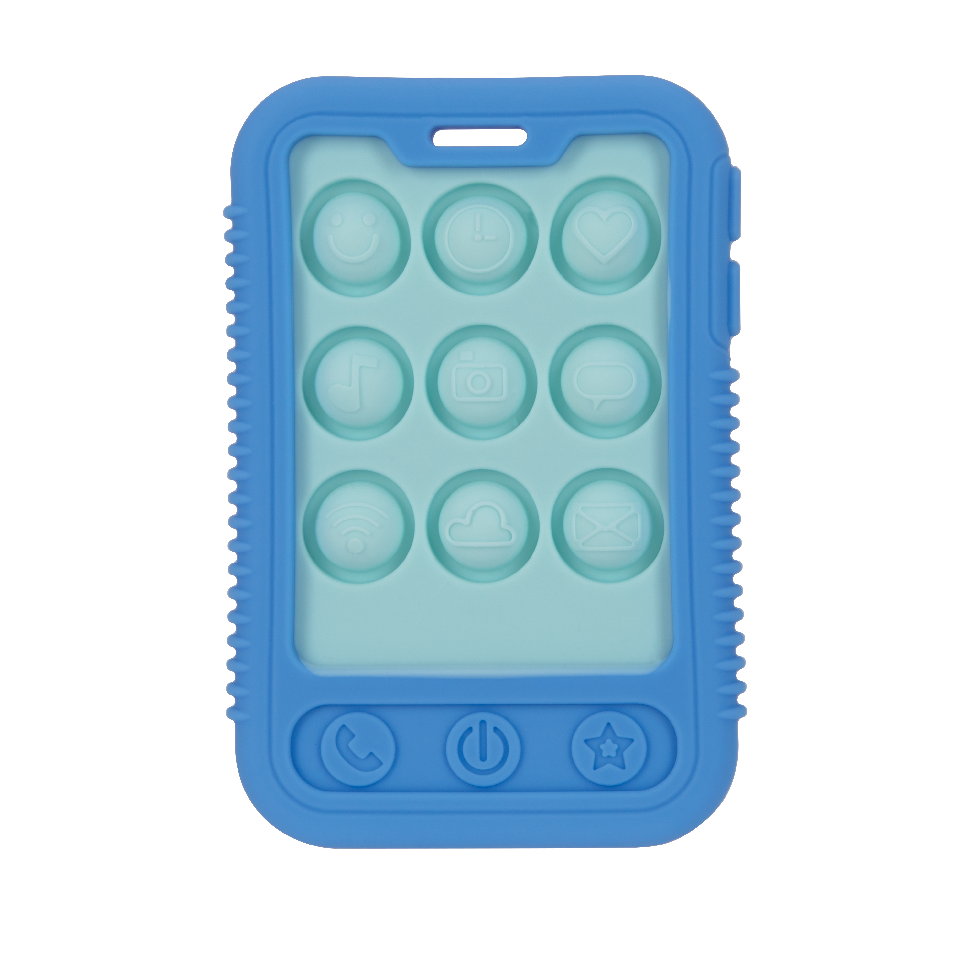 Nuby Giggle Bytes Sensory Popper Teething Toy for Babies, Blue/Light Blue Cellphone NUBY