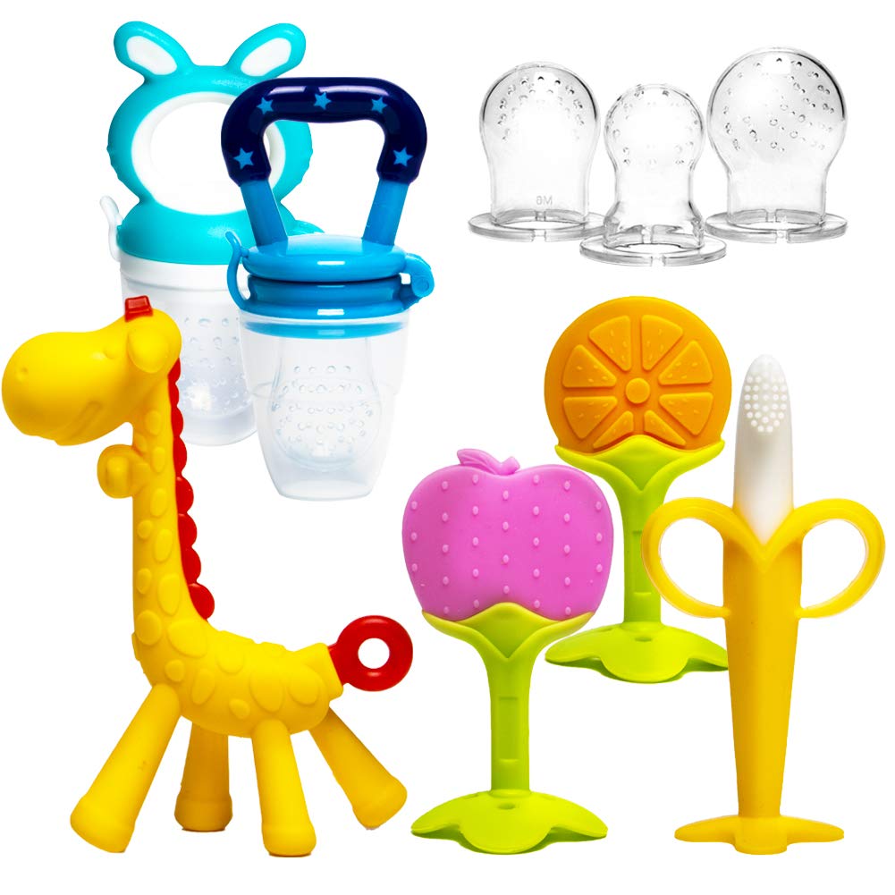 0-6 Months Baby Teething Toy 6-12 Months Baby Teething Device Newborn Fruit Feeders,BPA Free Baby Teether Set VATENIC