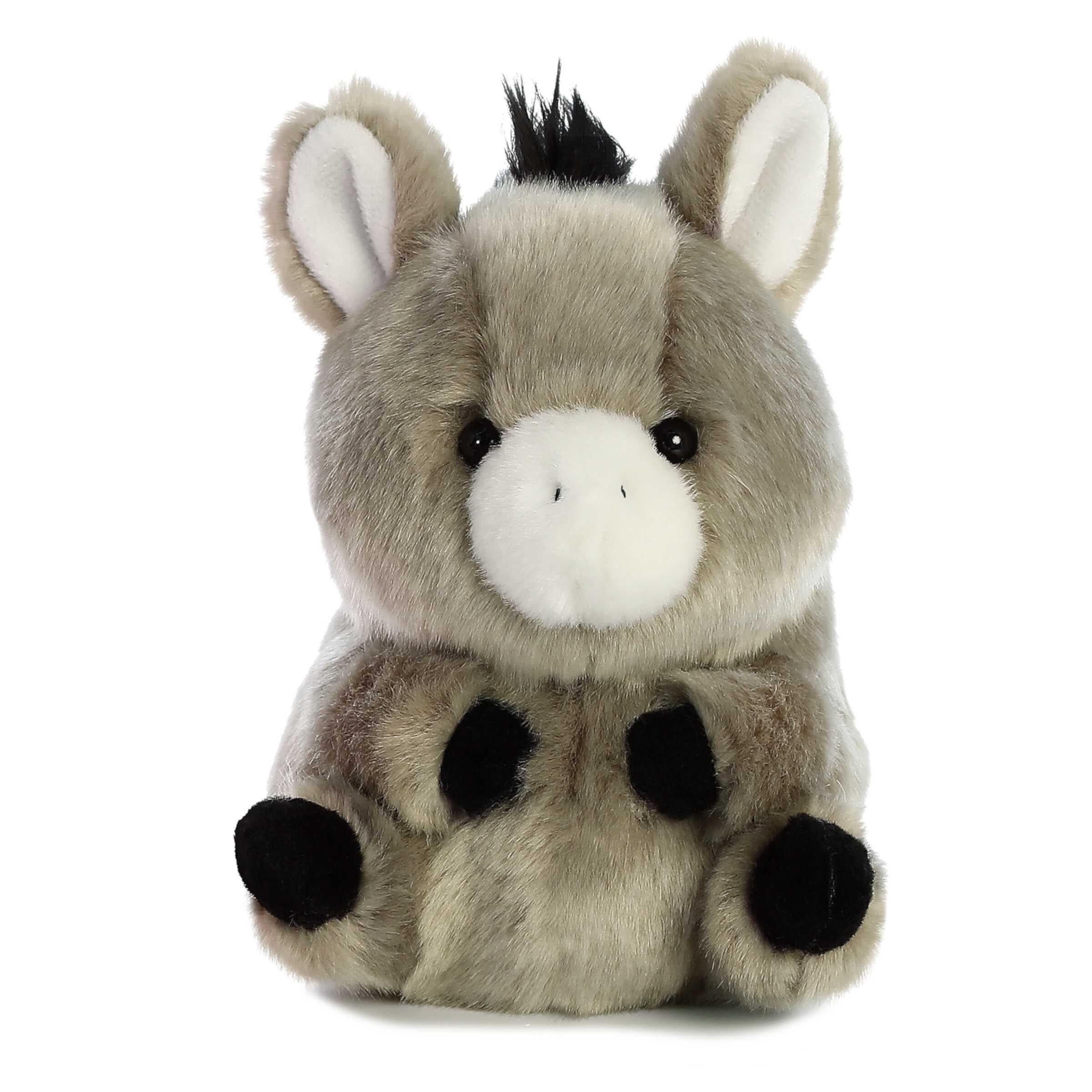 Aurora - Mini Gray Rolly Pet - 5" Bray Donkey - Round Stuffed Animal Aurora