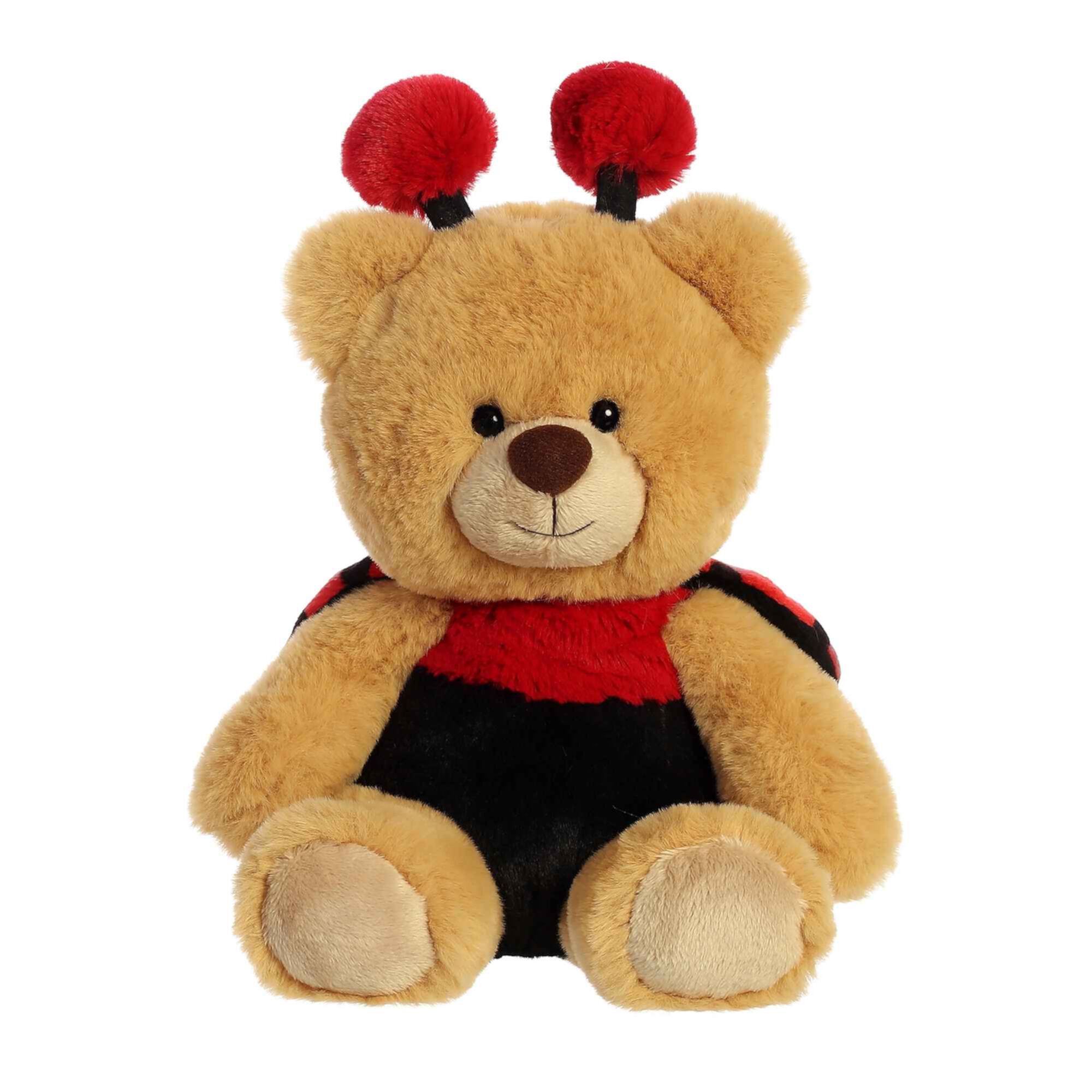 Aurora - Medium Brown Spring - 10" Ladybug Bear Wanna Be - Vibrant Stuffed Animal Aurora