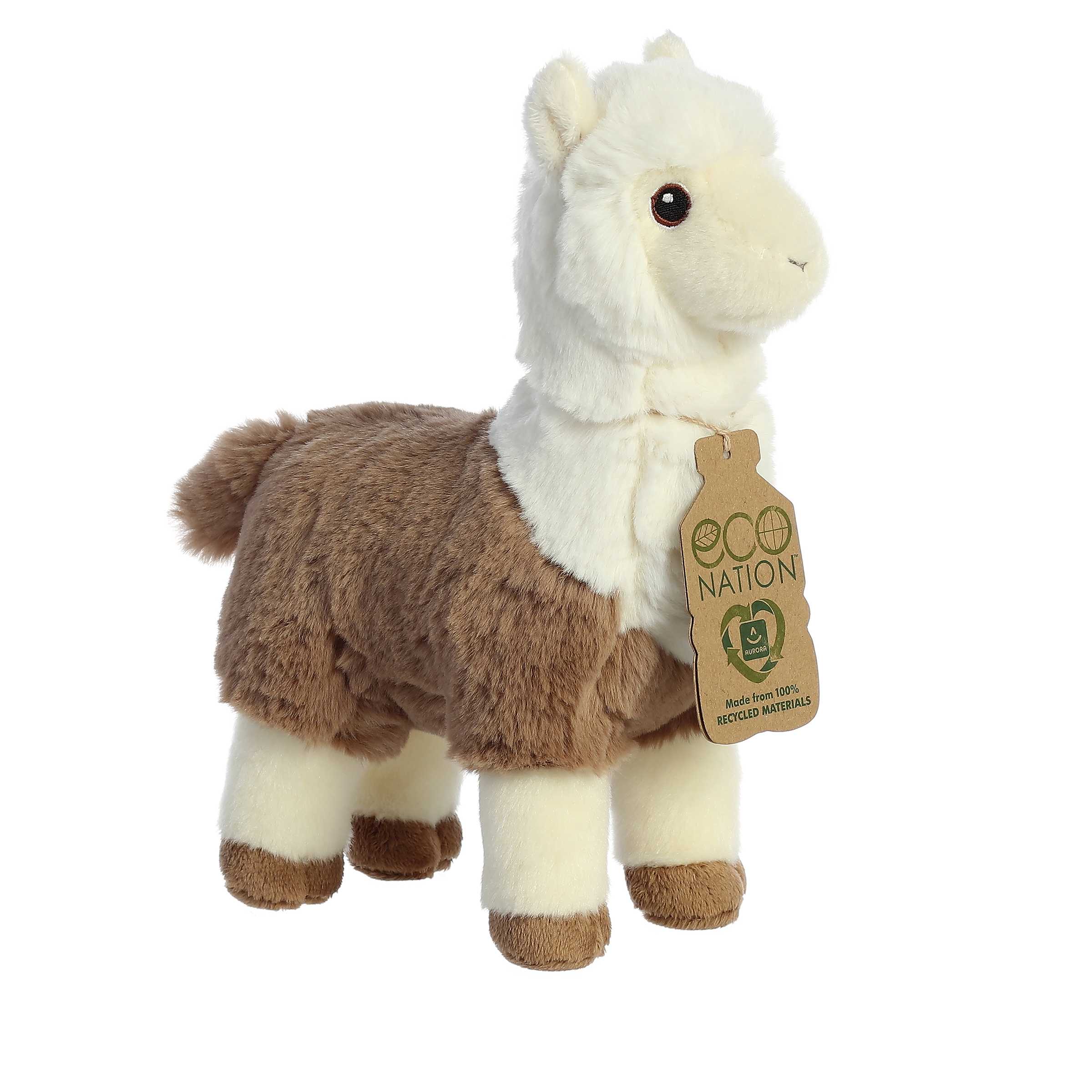 Aurora - Medium Brown Eco Nation - 11" Two -Tone Alpaca - Eco-Friendly Stuffed Animal Aurora