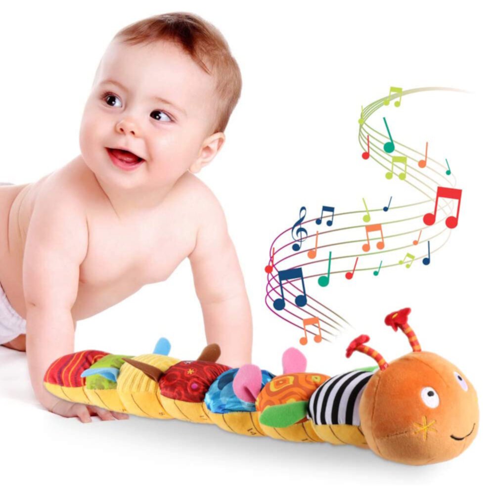 Baby Toys 6-12 Months,Musical Caterpillar Toy Crinkle Rattle Soft Educational Toy Sensory Toys for Toddlers INvench