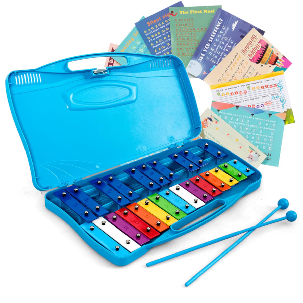 Topbuy 25 Notes Kids Chromatic Aluminium Xylophone with Case and 2 Mallets Topbuy