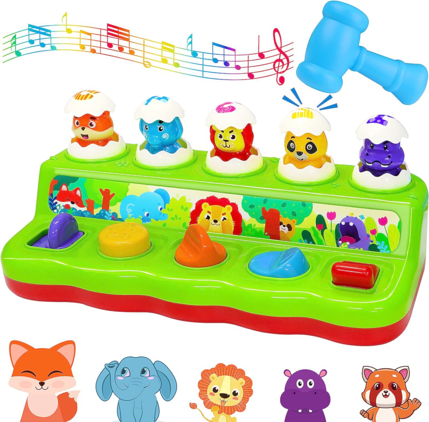 Pop Up Animals Toy with Music & Sound, Early Developmental Toy for 12-18 Months Baby, Infants & Toddlers,1 Year Old Girls & Boys Kid Odyssey