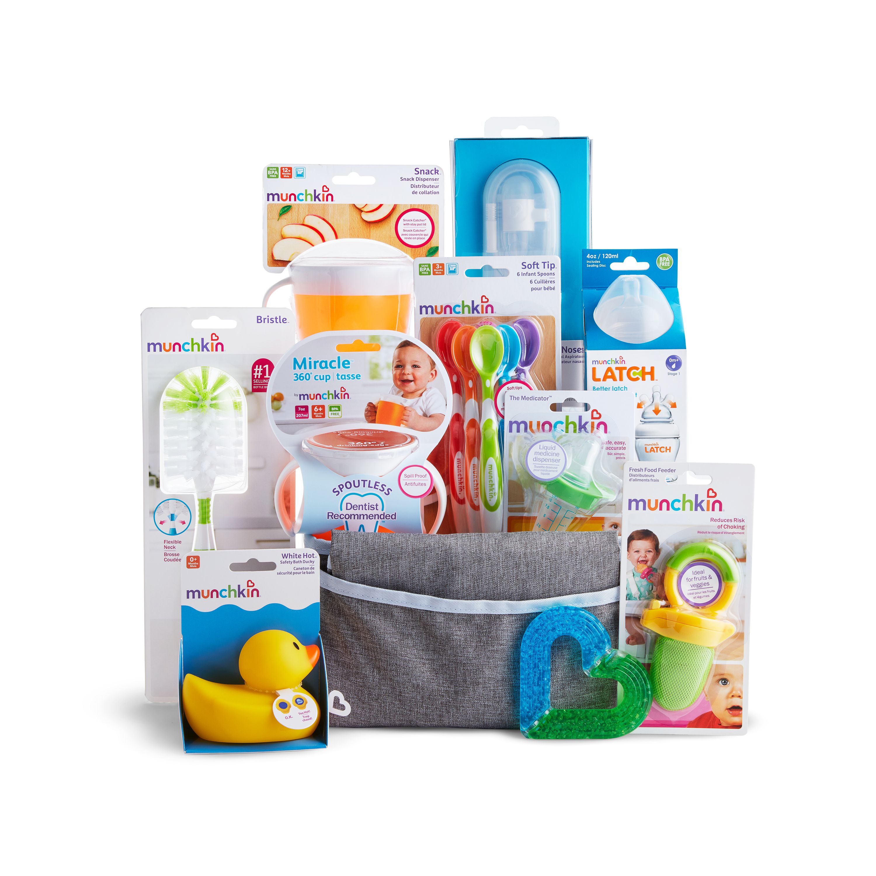 Munchkin Hello Baby Gift Basket, Great for Baby Showers, Includes 11 Baby Products, Neutral Visit the Munchkin Store