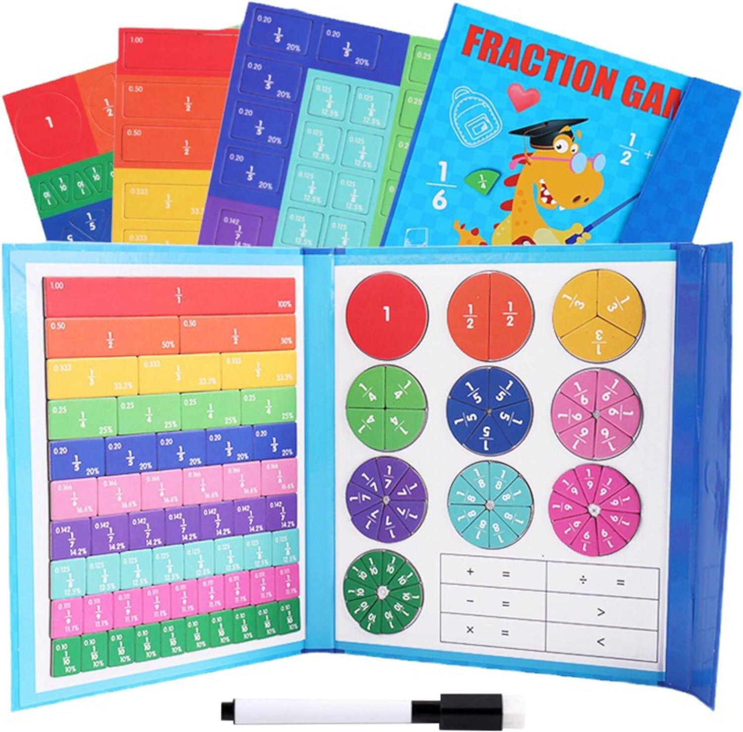 Fraction Educational Puzzle for Elementary School,Learning Games for Classroom, Math Manipulatives for Elementary School Early Math Skills. Visit the Suorfoxs Store