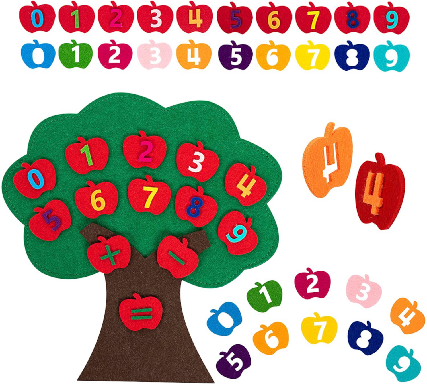 Vanmor Felt Apple Tree Toy - Teaching Felt Board for Toddlers Craft Apple Felt Tree Flannel Board for Kids with 2 Set Felt Numbers Counting Matching Game for Preschool Discount Vanmor