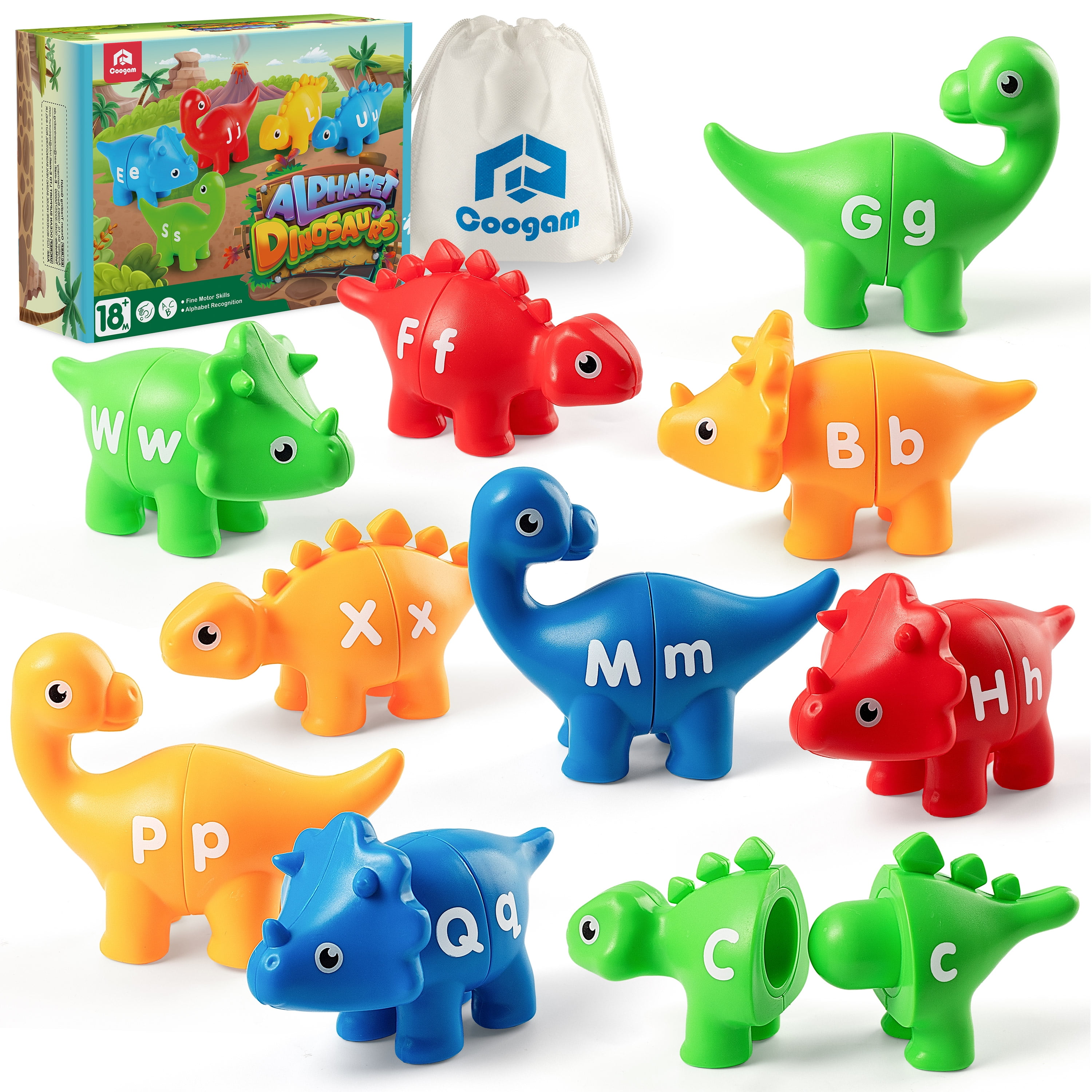 Coogam ABC Letters Matching Game, 26PCS Alphabet Fine Motor Skill Color Shape Recoginition Preschool Educational Montessori Learning Toys for 2 3 4 Years Old Toddlers Coogam