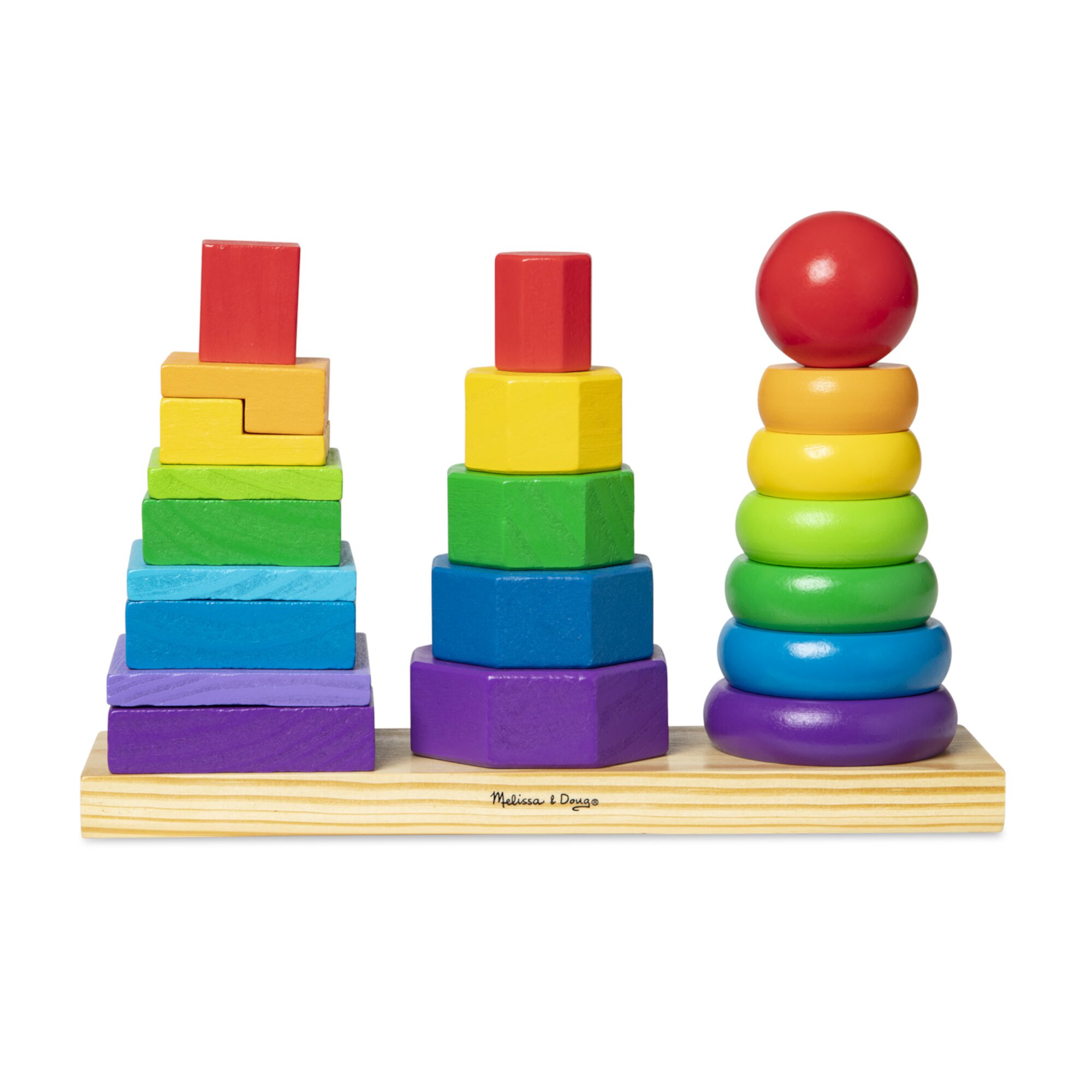 Melissa & Doug Geometric Stacker - Wooden Educational Toy Melissa & Doug