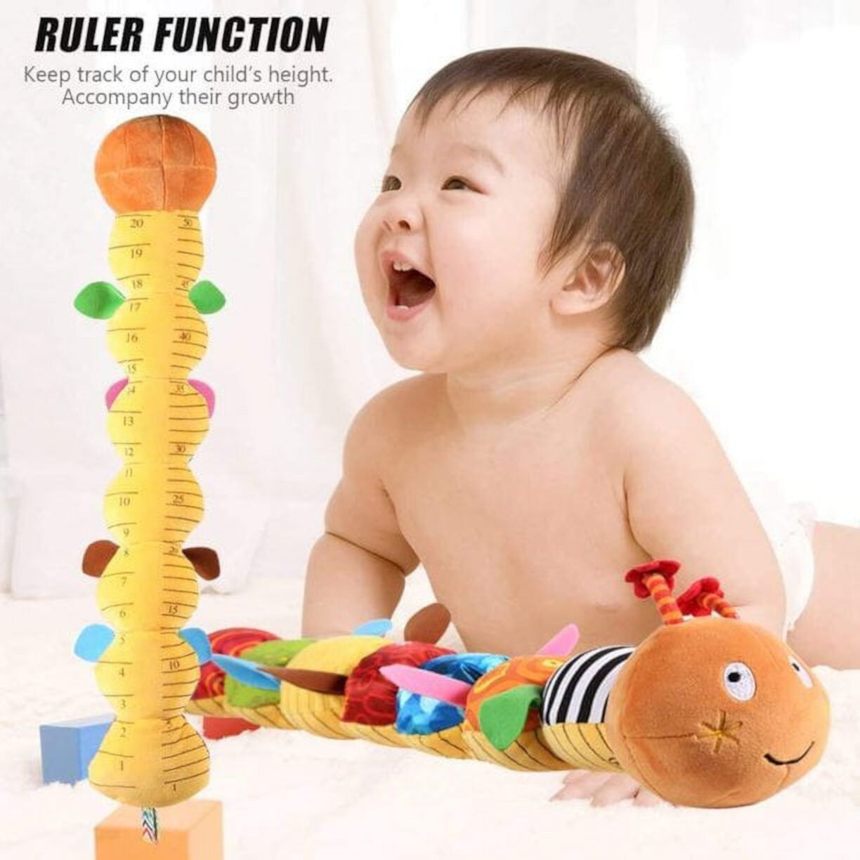 Baby Toy Music Caterpillar Multicolor Baby Toy Fold Rattle Soft Tape Ruler Design, Bells and Rattles Educational Toddler Plush Toys, Suitable for Newborns, Boys, Girls and Babies Over 3 M+ Old Green Ishantech