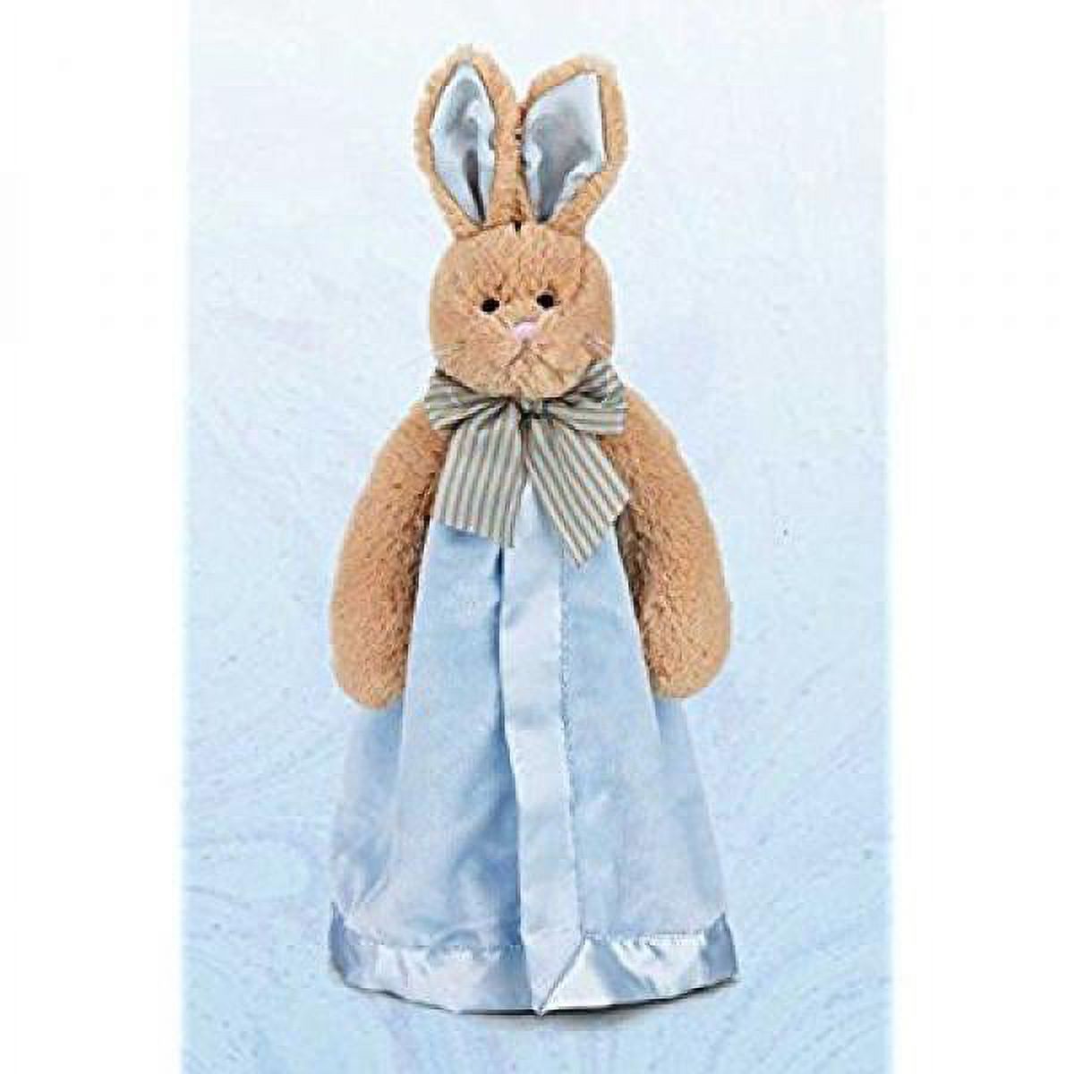 Bearington Baby Bunny Tail Snuggler, 15 Inch Blue Rabbit Plush Stuffed Animal Security Blanket Lovey for Babies Bearington Collection