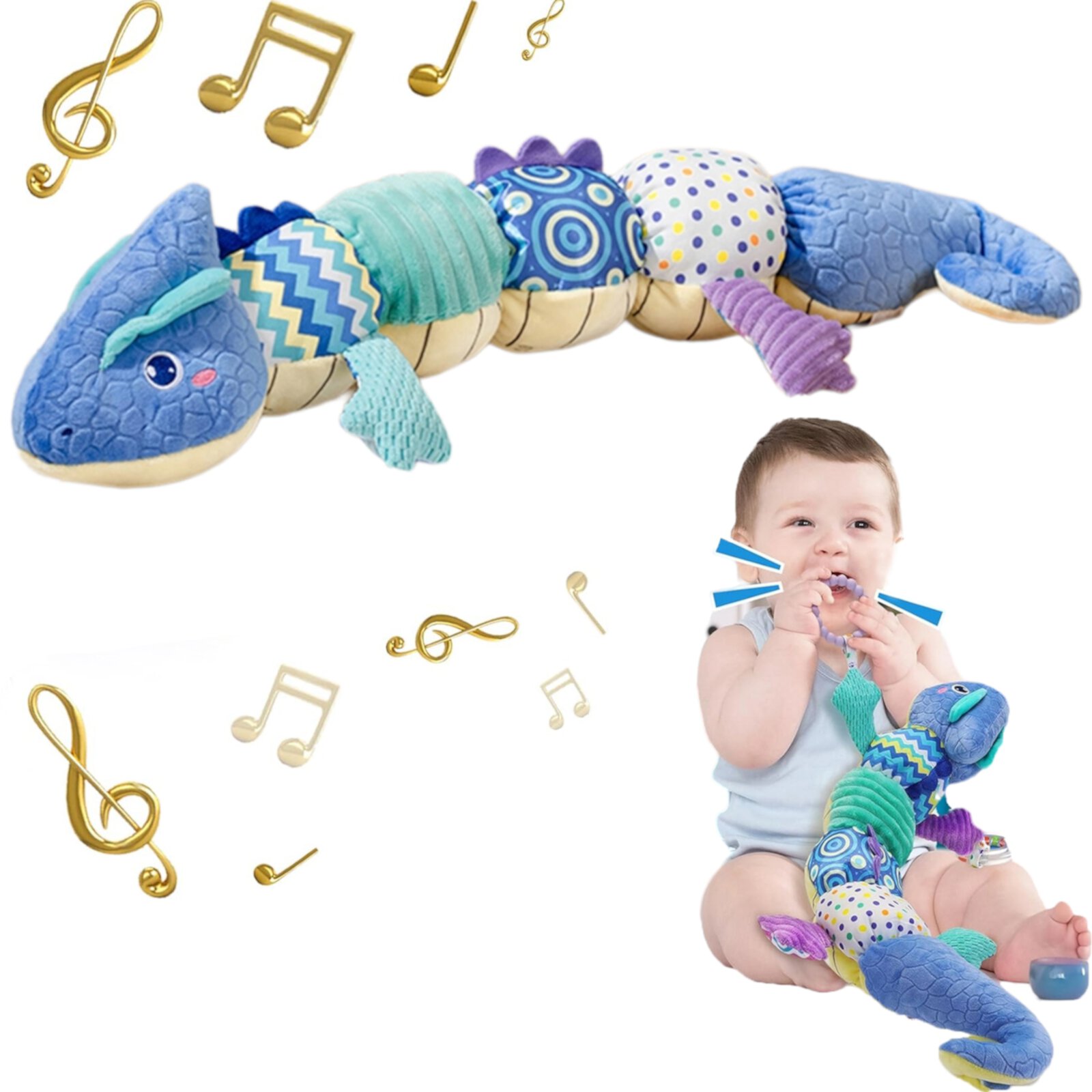 Byseng Musical Soft Dinosaur Baby Rattle, Blue, 1 Count Byseng