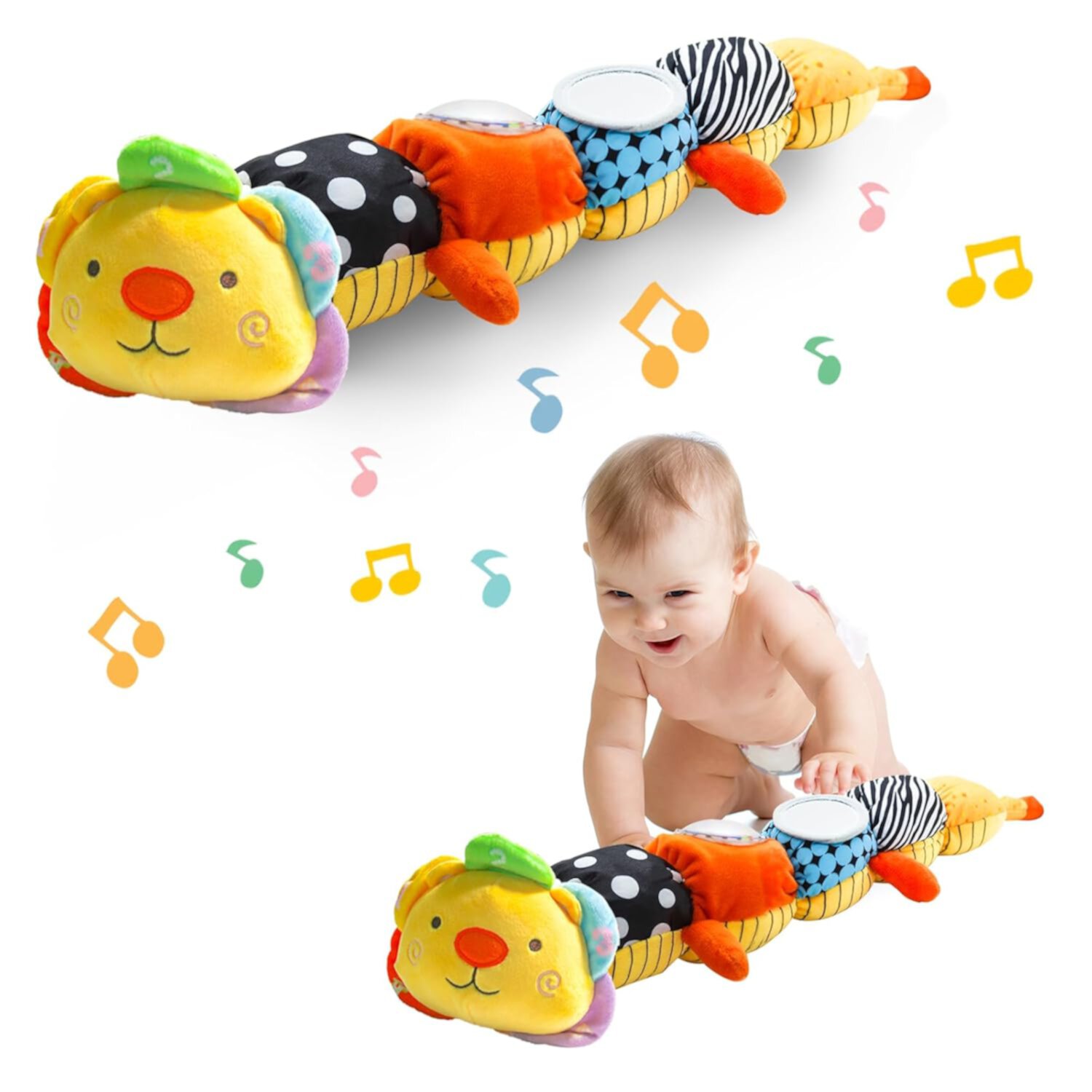 HANMUN Baby Toys 0-6 to 12 Months, Musical Infant Toys with Multi-Sensory Crinkle, Rattle and Textures, Soft Stuffed Animal Newborn Toys for 0-3-6-12 Month Old Baby Girls, Caterpillar，Green HANMUN