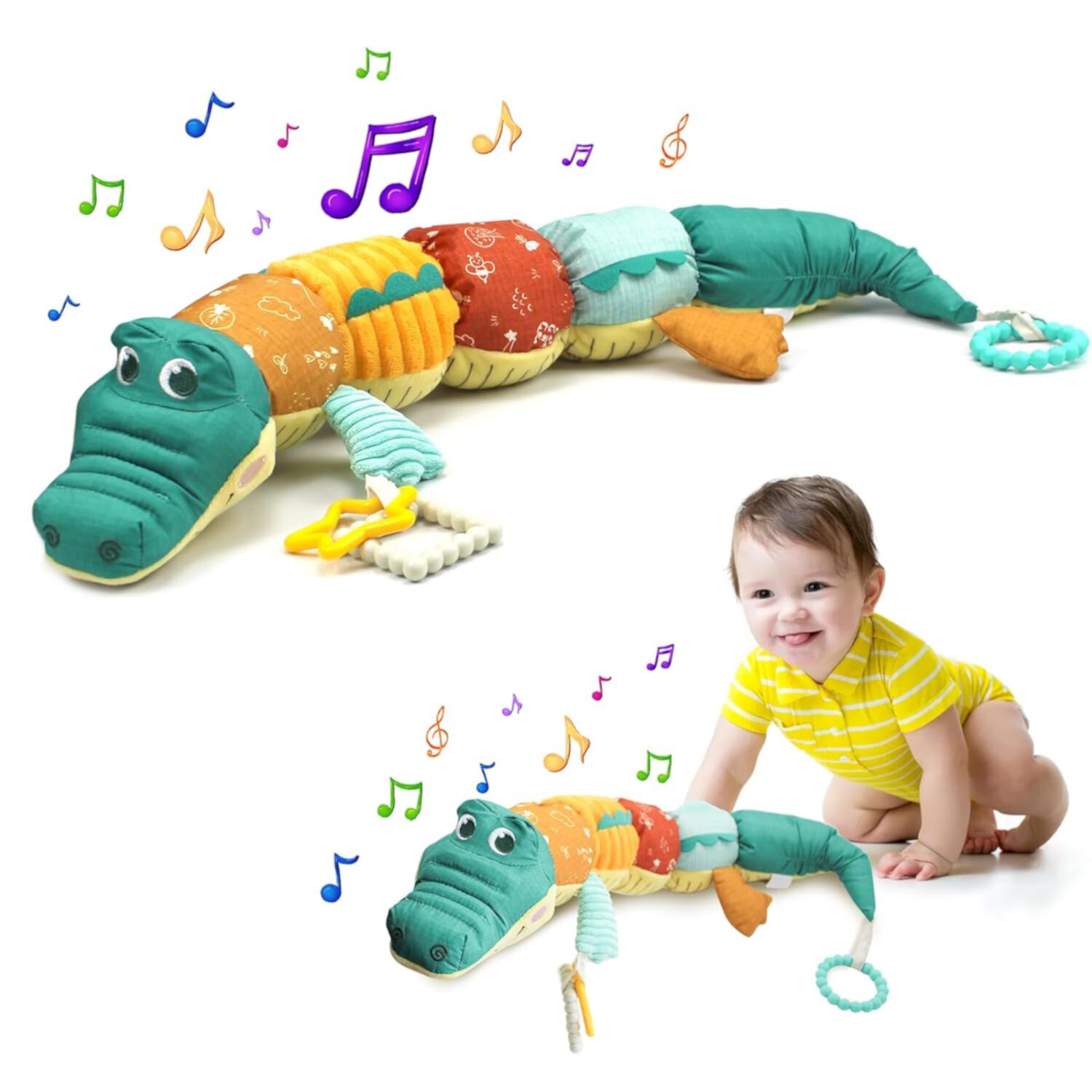 HANMUN Baby Toys 0-6 Months,Musical Sensory Toys for Babies 6-12 Months Baby Gifts 6-12 Months Montessori Toys for Babies Newborn Toys 0-3 Months Baby Essentials for Newborn Toddler Toys, Crocodile HANMUN