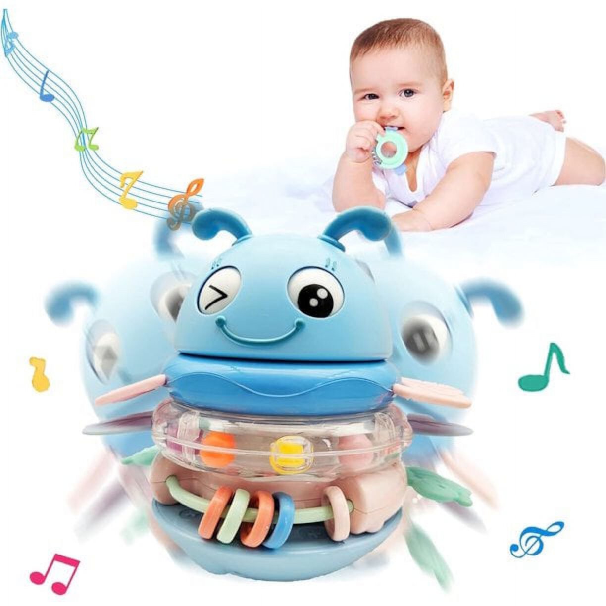 ISHANTECH Tumbler Music Toy,Baby Rattle Teether Toys,Stacking Ring for 3-12 Month Old Kids, TumblerToy for Baby Ishantech