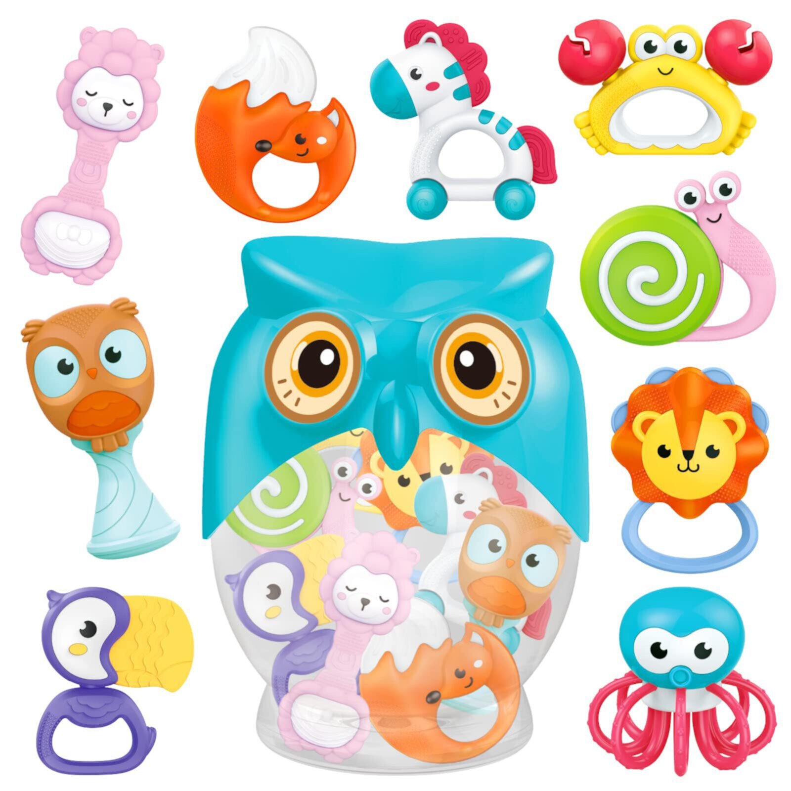 HANMUN Baby Toy from 0 3 6 9 Months, Rattle Teether Set Baby Toys - 9 Pieces Shaker Grab Rattle Baby Toddler Toy Early Educational Toy for Boys Girls Baby Gifts HANMUN