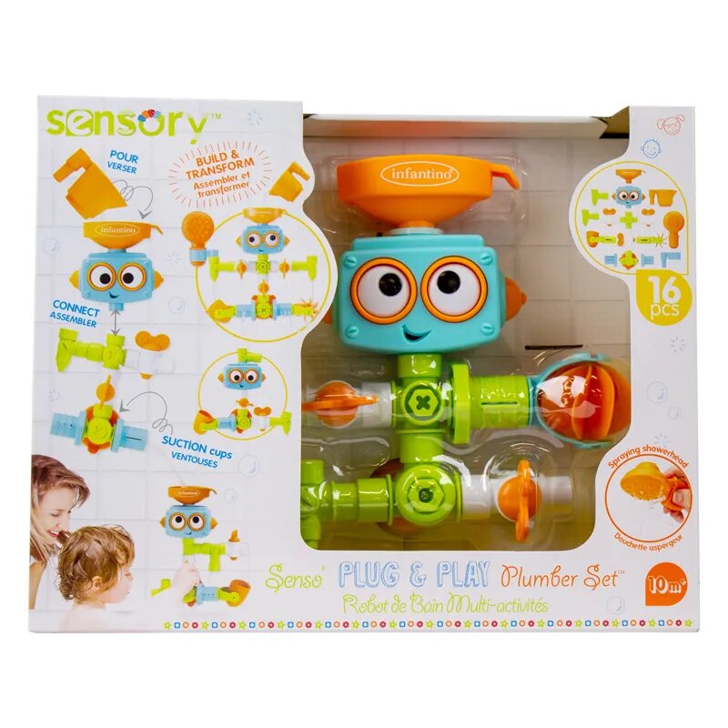 Infantino Sensory Plug & Play Plumber Set - ROBOT, SUMMER Visit the Infantino Store