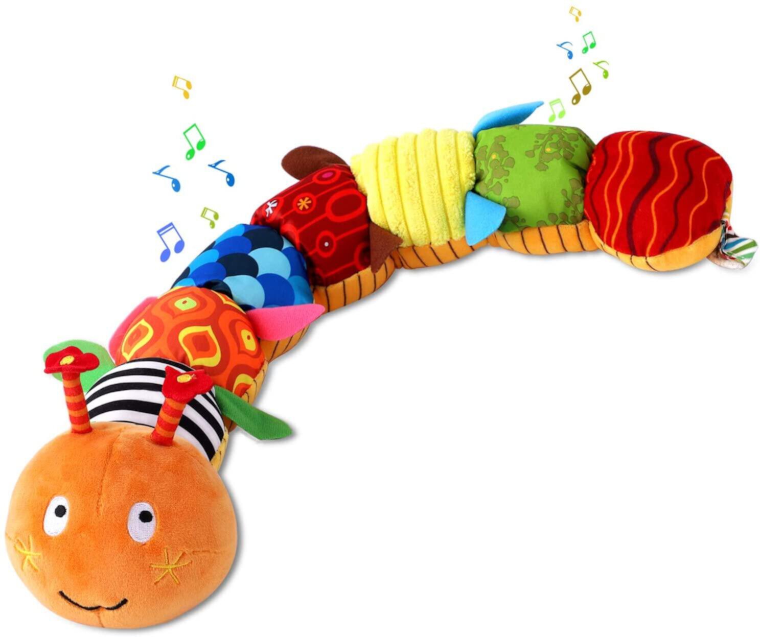 Baby Toys Musical Worm Soft Infant Toys Bright Colors Texture Crinkle and Rattle Sensory Plush Toys for Newborn,Toddler, Preschool, Girls, Boy, Over 0-6 Months Old Taoist