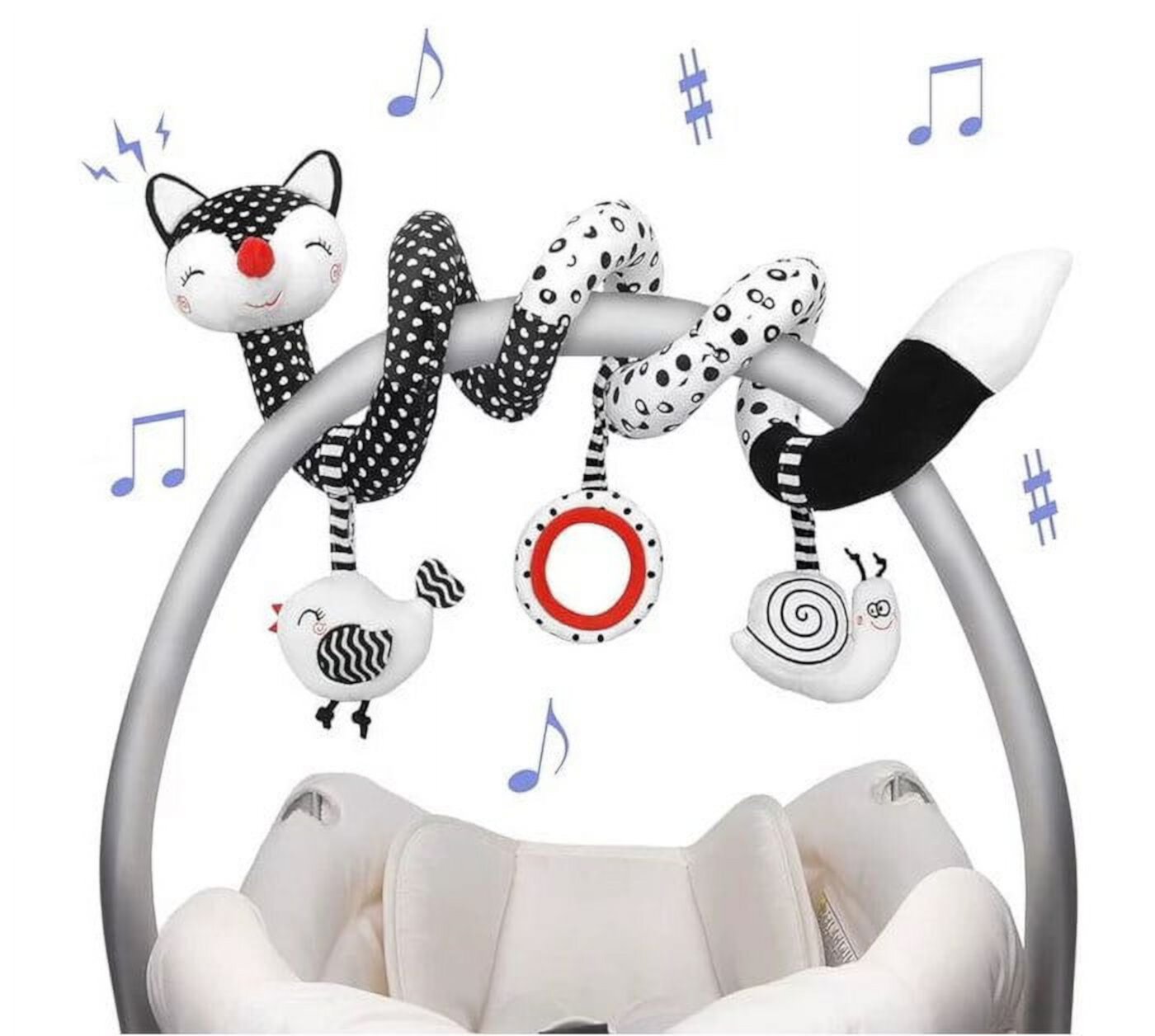 baby spiral plush toys, black and white baby carriage toys, car seat toys, hanging rattle toys for crib movement, best gifts for n YXKJ