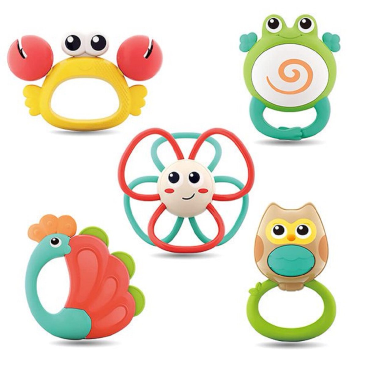 Baby Toys 3-6 Months Animal band rings the bell Toys BPA Free Infant Toys Shake Grab Spin Early Educational Toy with Storage Case Gifts Set Mew Born Toys for 3 6 9 12 18 Months Newborn Boys Girls ZHANGHENG